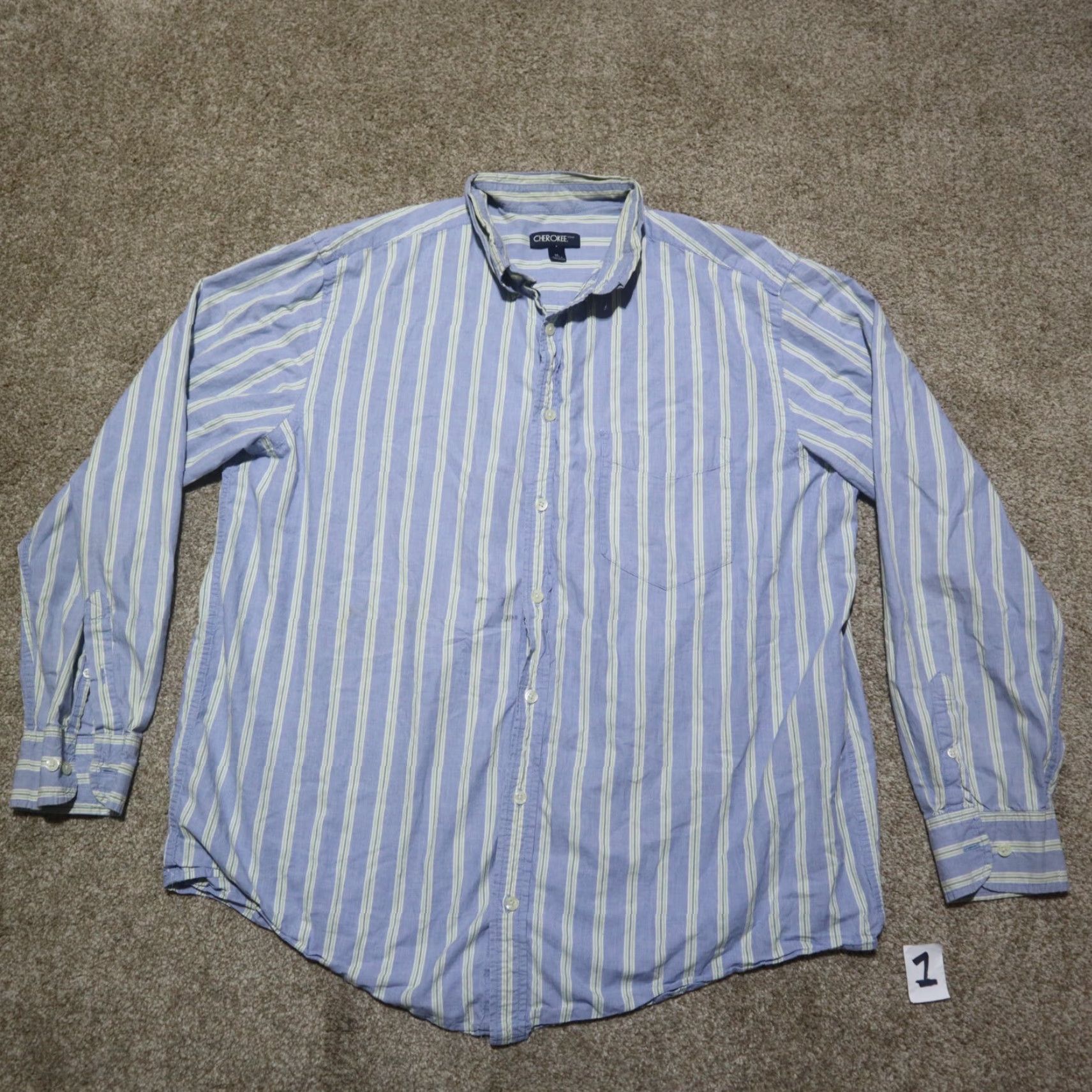 Cherokee VINTAGE Cherokee Blue Striped Button-Up Shirt Long Sleeve Casual Men's XL Size US XL / EU 56 / 4 - 2 Thumbnail