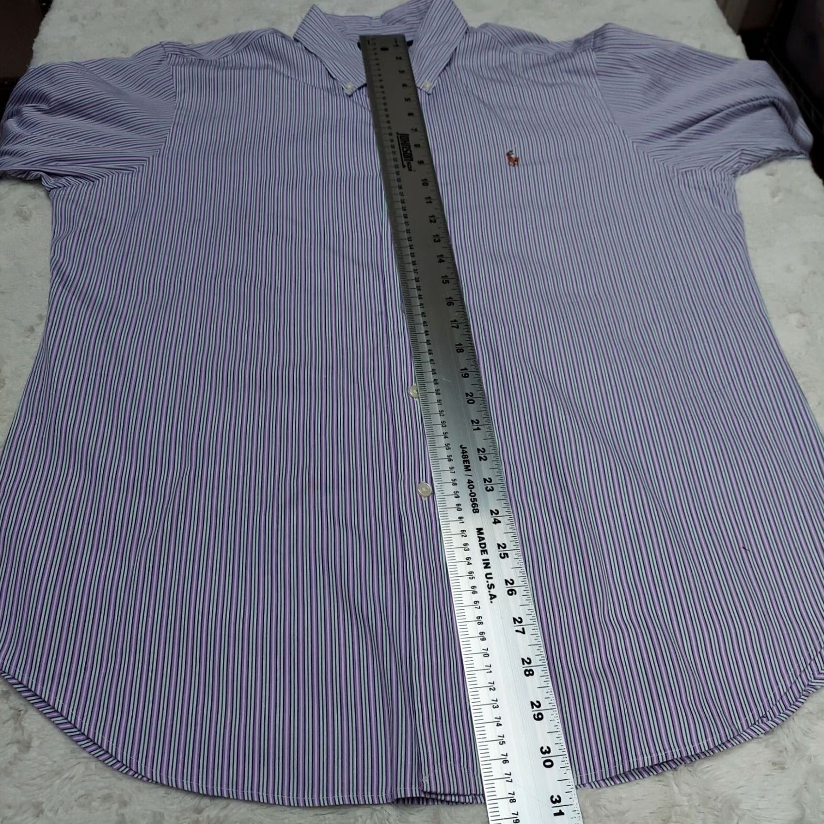 Ralph Lauren Ralph Lauren Mens Classic Fit Button-Down Dress Shirt Size 16 34/35 Striped Purple Size 42R - 7 Thumbnail