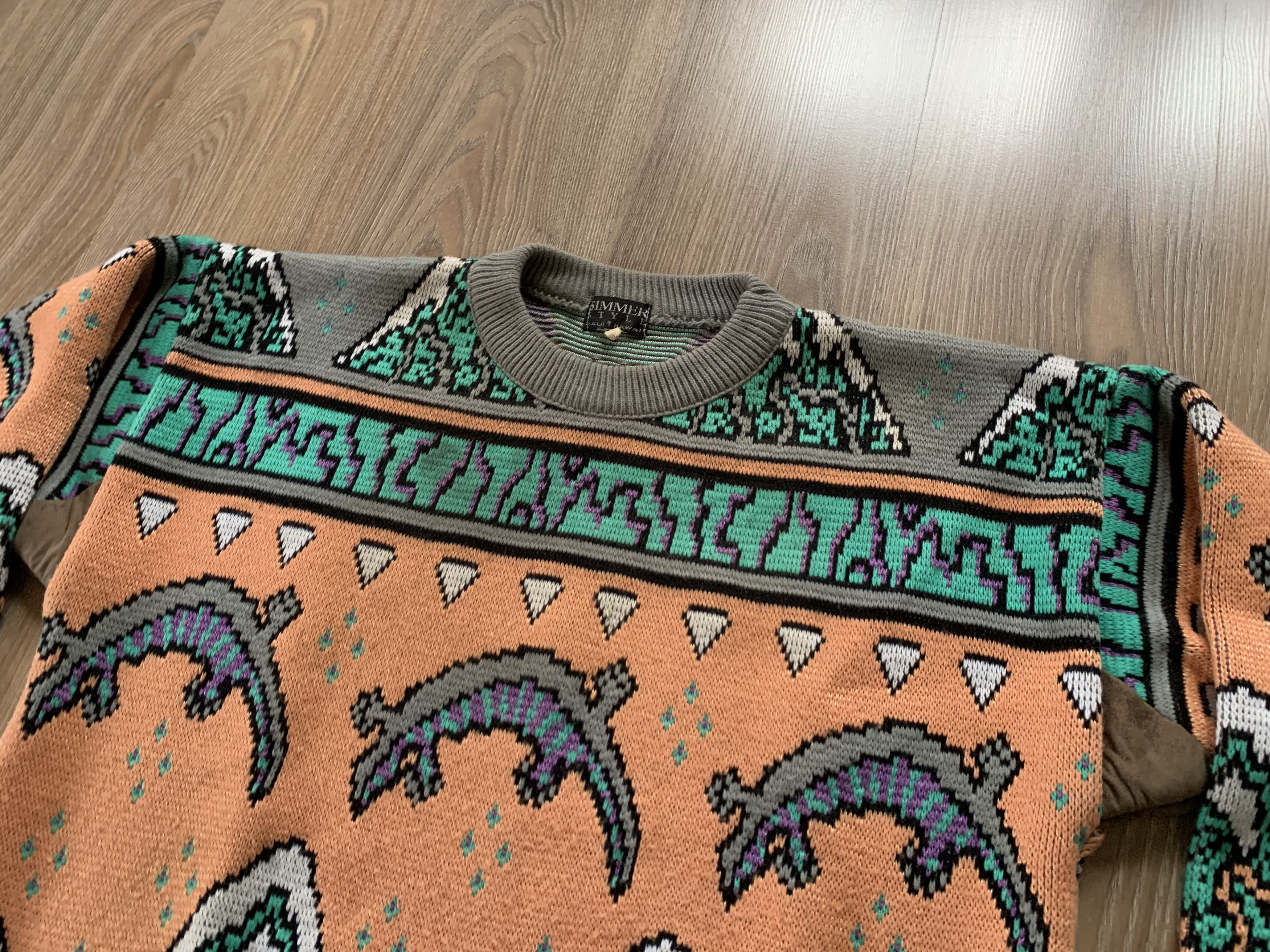 Vintage Vintage Simmer Style Knit Wool Printed Sweater Size US L / EU 52-54 / 3 - 4 Thumbnail