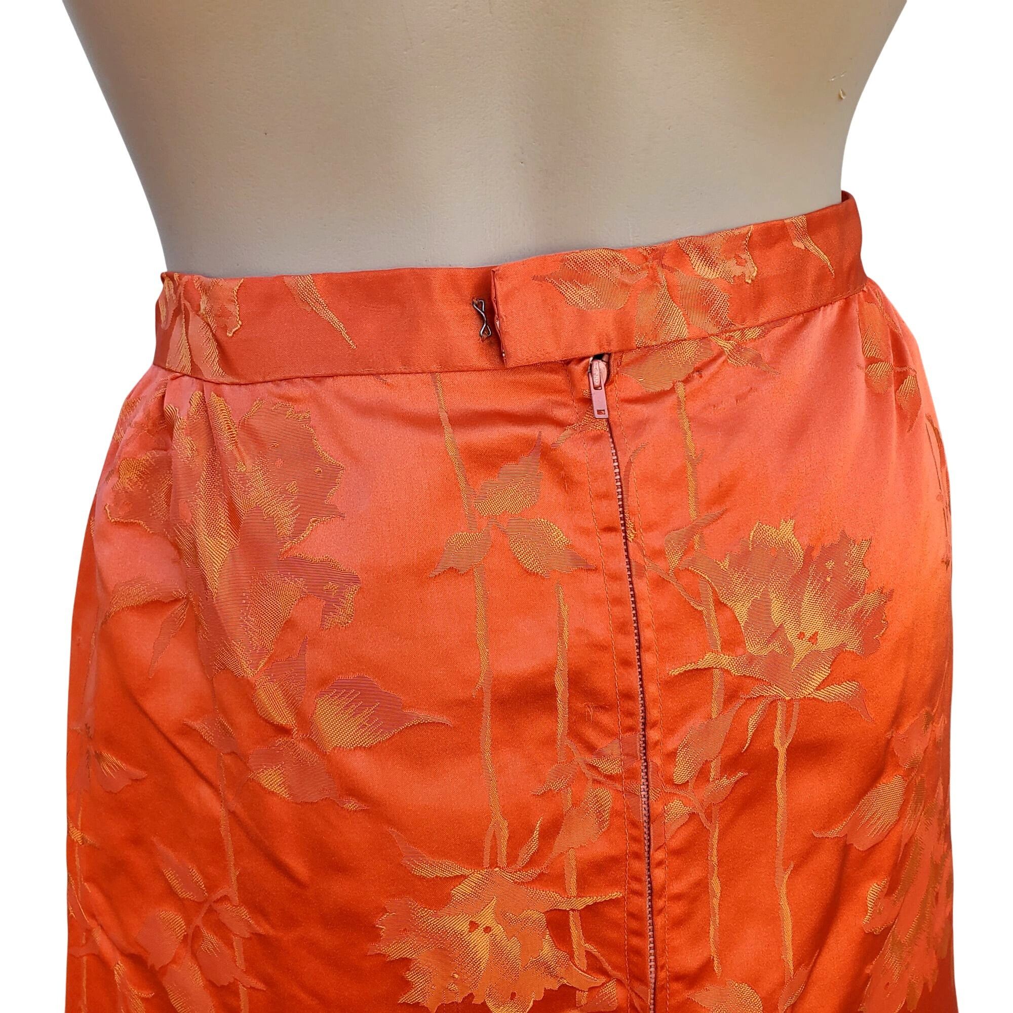 Handmade 60s Vintage Maxi Skirt Set Size 4 Orange Silk Brocade Made i Size S / US 4 / IT 40 - 10 Thumbnail