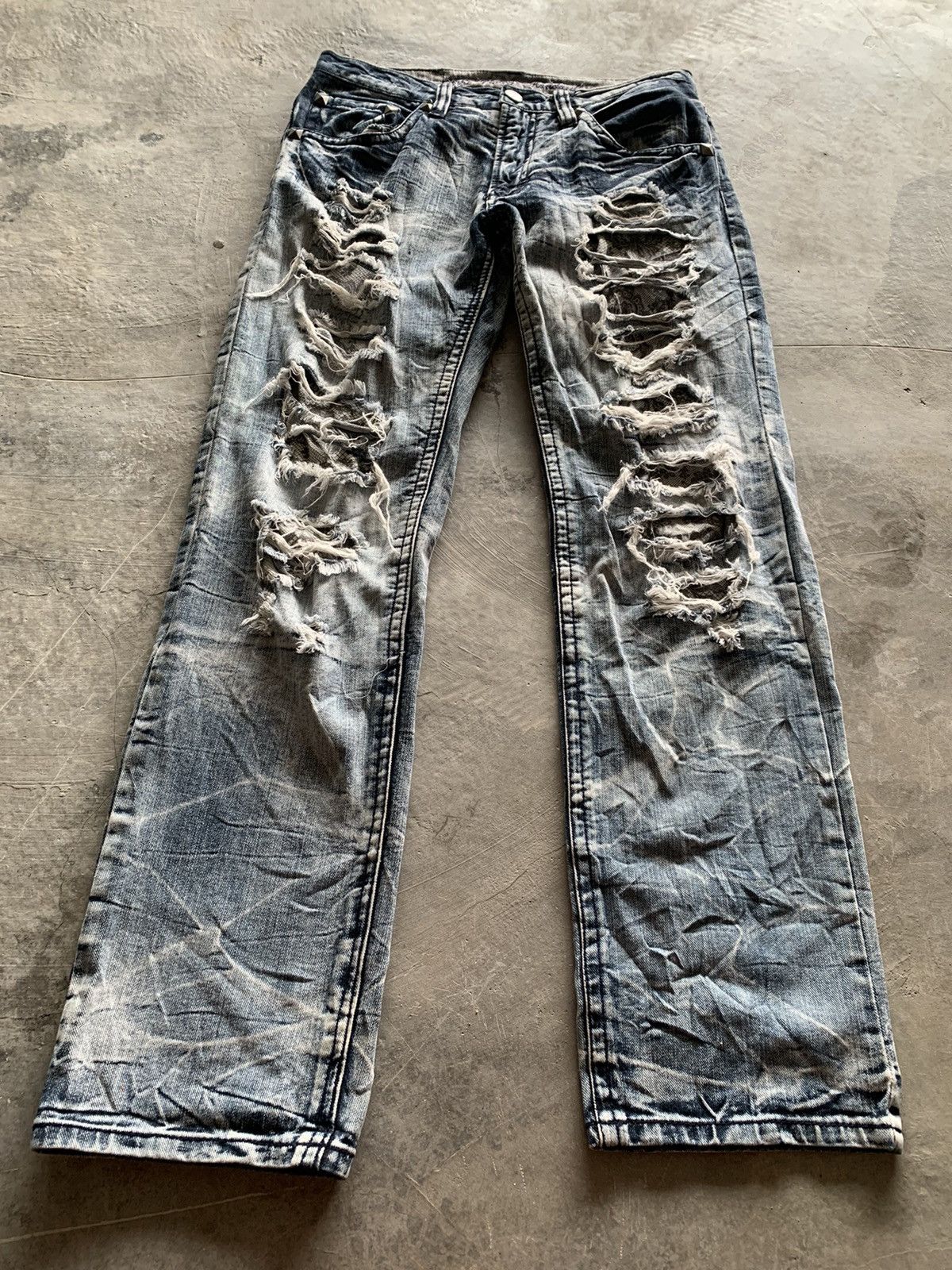 20471120 × Hysteric Glamour × If Six Was Nine distressed stone washed ripped jeans japanese designer Size US 31 - 13 Thumbnail
