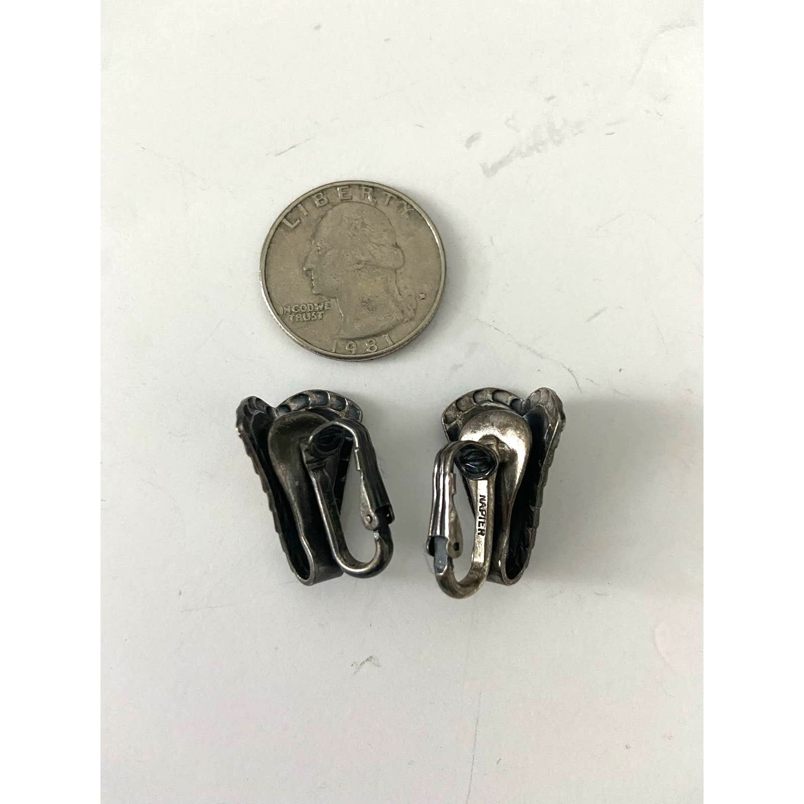Vintage Vintage Napier Silver Tone Metal Clip Earrings Size ONE SIZE - 2 Thumbnail
