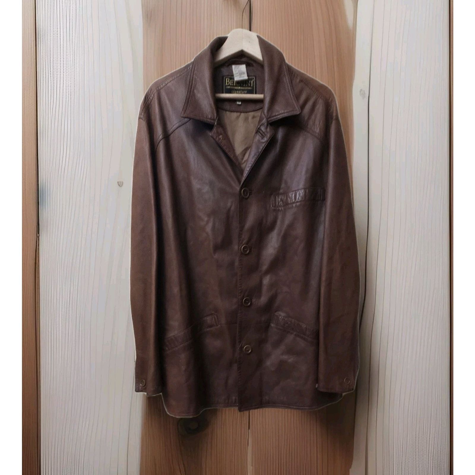 Giani Bernini Bernini Genuine Cupro Leather Jacket Coffee Men’s 52 Size US XL / EU 56 / 4 - 2 Thumbnail