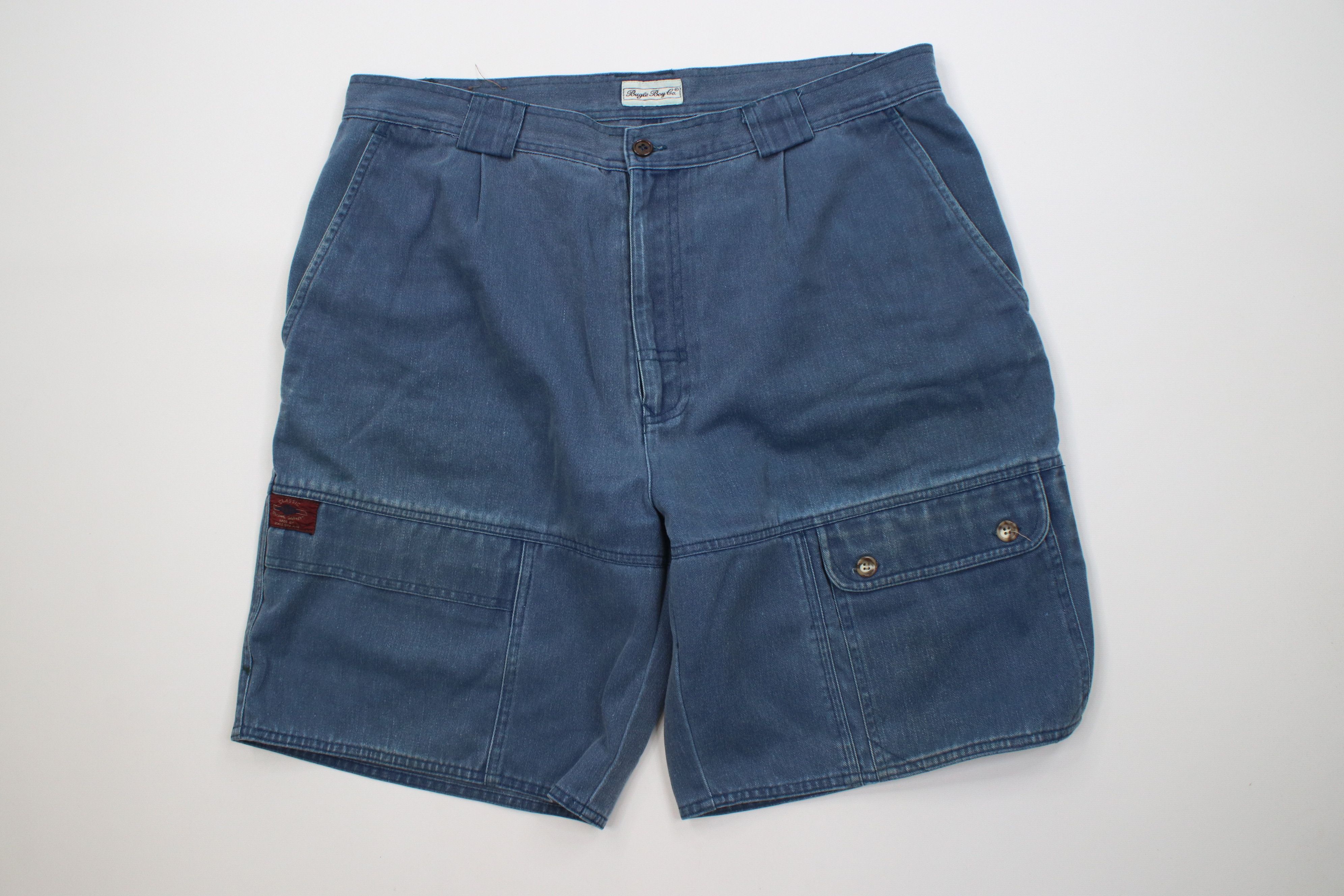 Vintage Vintage 90s Streetwear Stonewash Baggy Cargo Shorts Blue Size US 36 / EU 52 - 1 Thumbnail