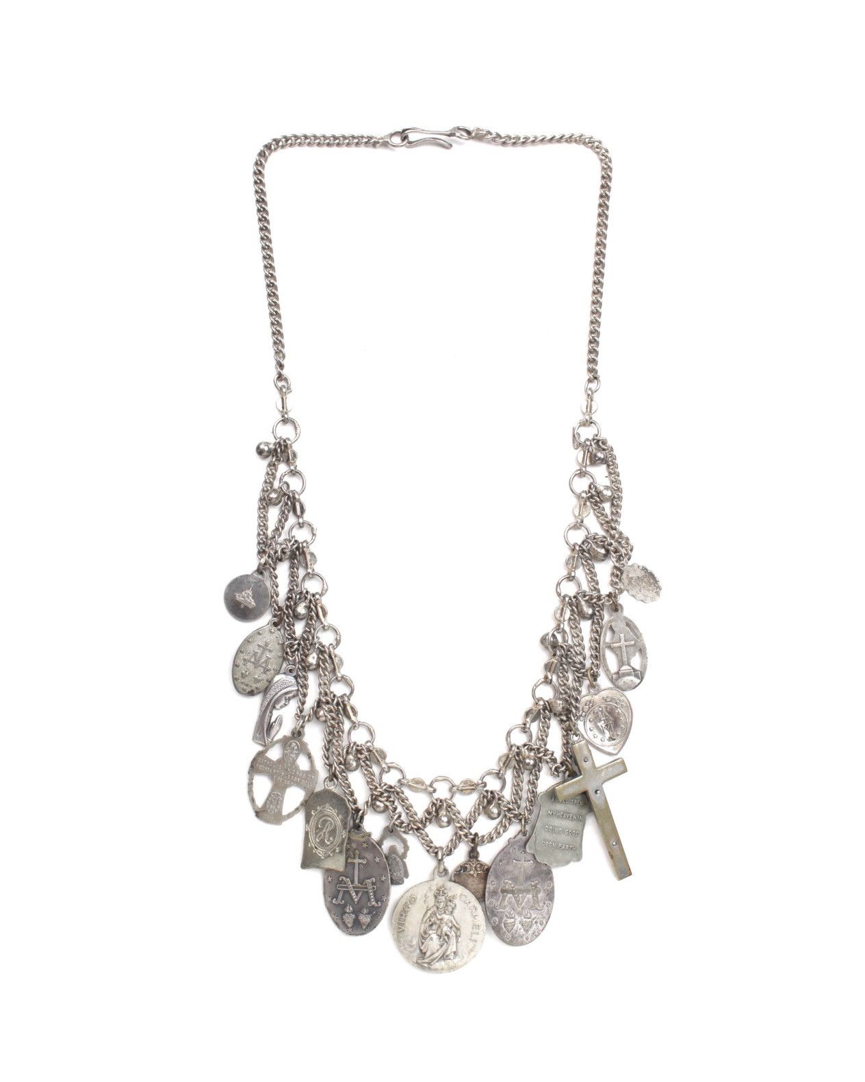 Vintage 1980S JAPANESE MADE MULTI-CHARM RELIGIOUS MEDAL BIB NECKLACE Size ONE SIZE - 2 Thumbnail