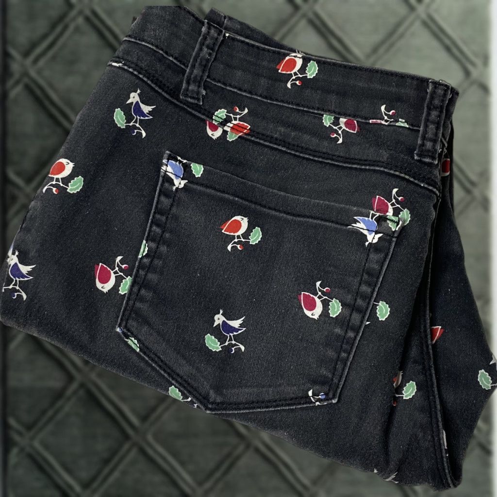 Tommy Hilfiger VINTAGE Tommy Hilfiger Jeans Bird Print Women’s 15 Jeans 90s Birds Black Straight Womens Size 36" / US 14 / IT 50 - 1 Thumbnail