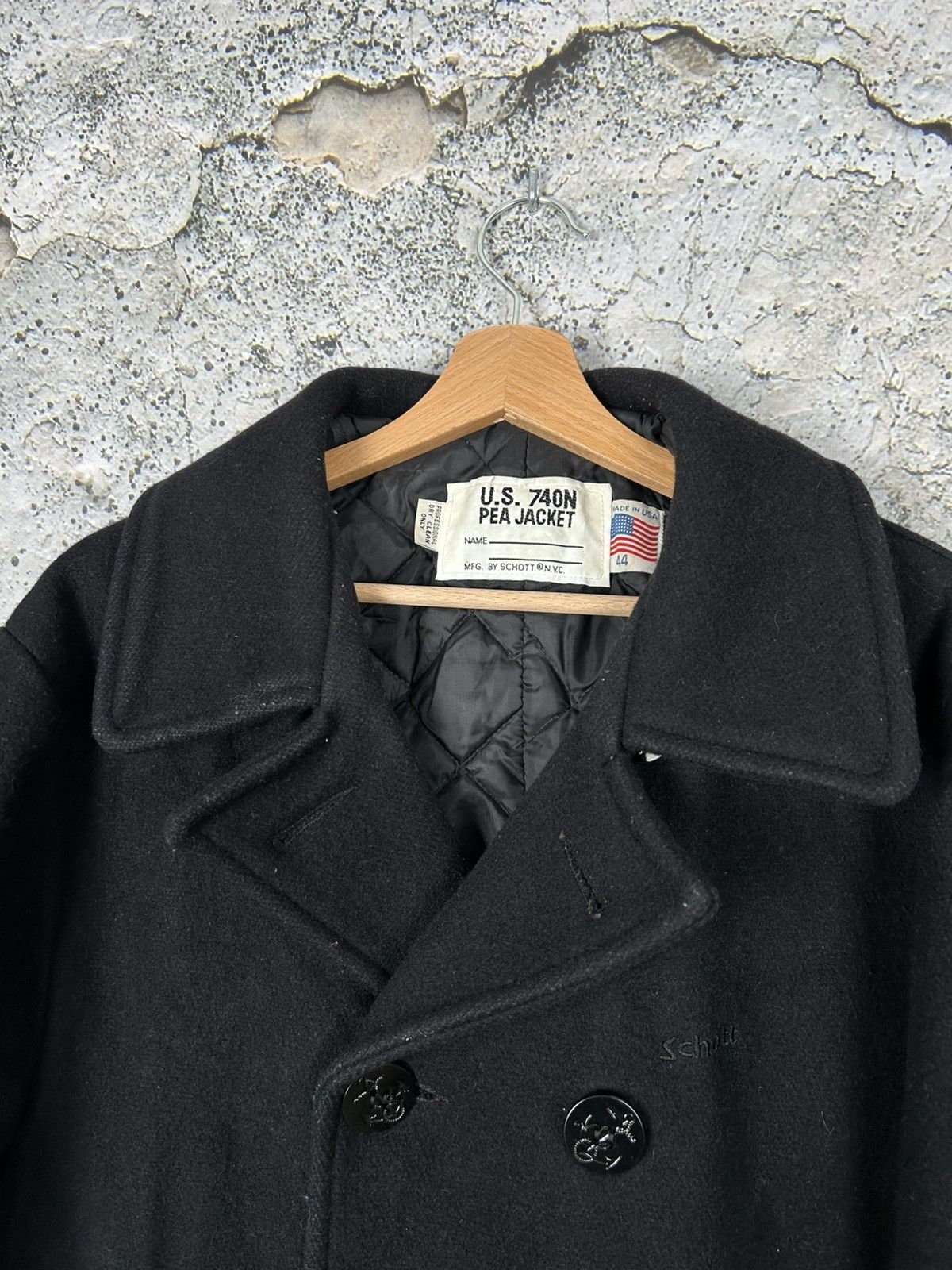 Other Vintage Schott US 740N Pea Jacket Made in USA Military 90s Size US XL / EU 56 / 4 - 3 Thumbnail