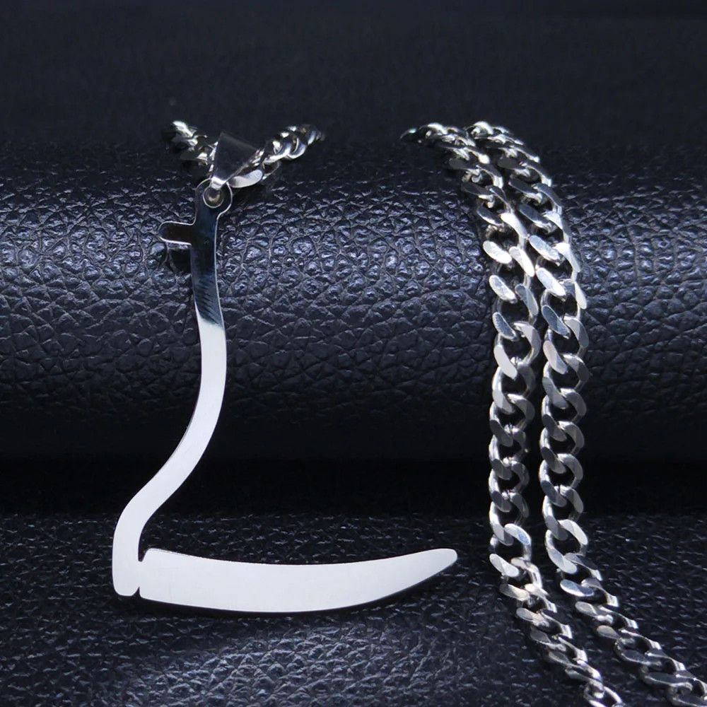 Jewelry Grim Reaper Sickle Pendant Necklace Emblem Talisman Size ONE SIZE - 1 Thumbnail