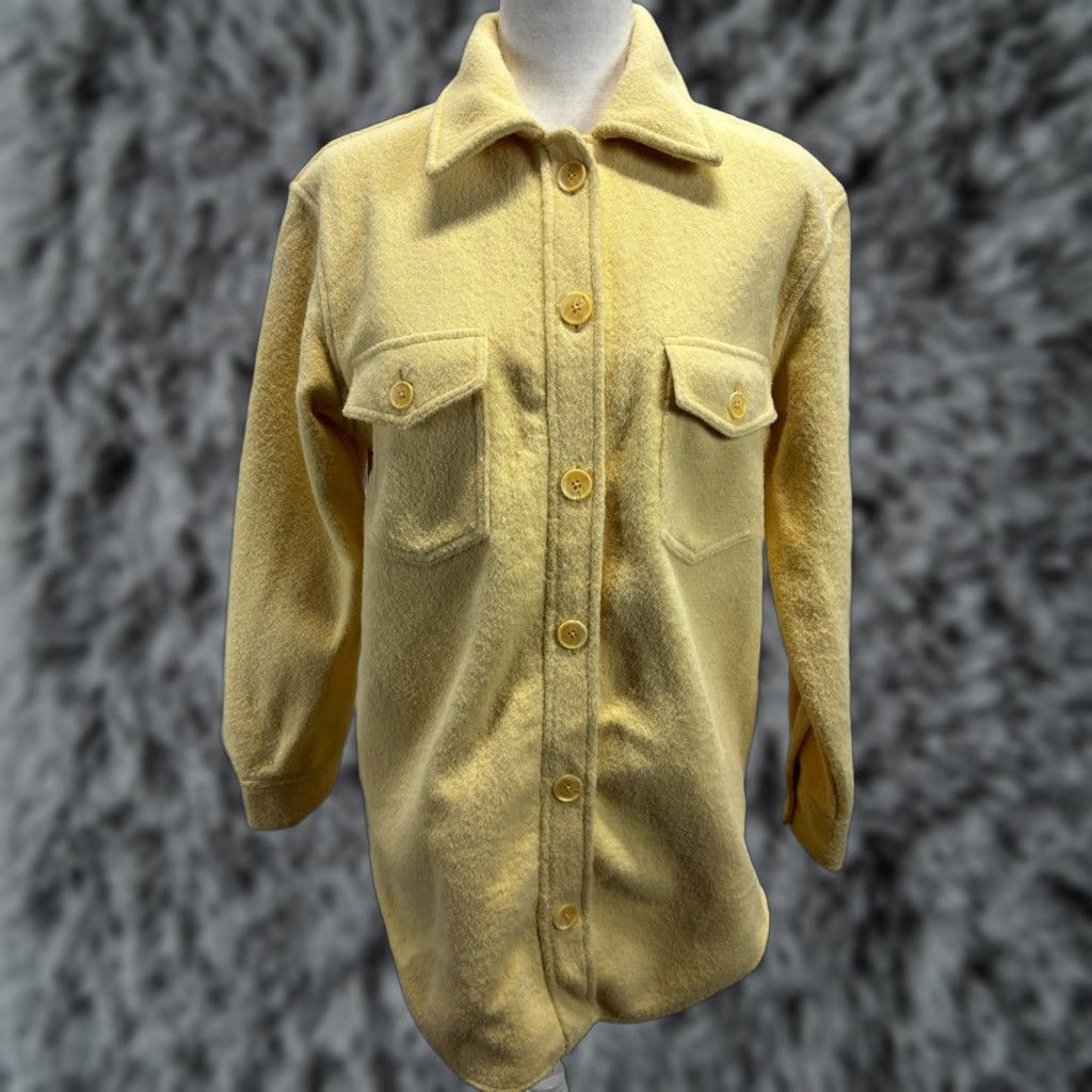 Joie VINTAGE Joie Button-Up Shirt Jacket Shacket Yellow Small Womens Fuzzy Size S / US 4 / IT 40 - 1 Thumbnail