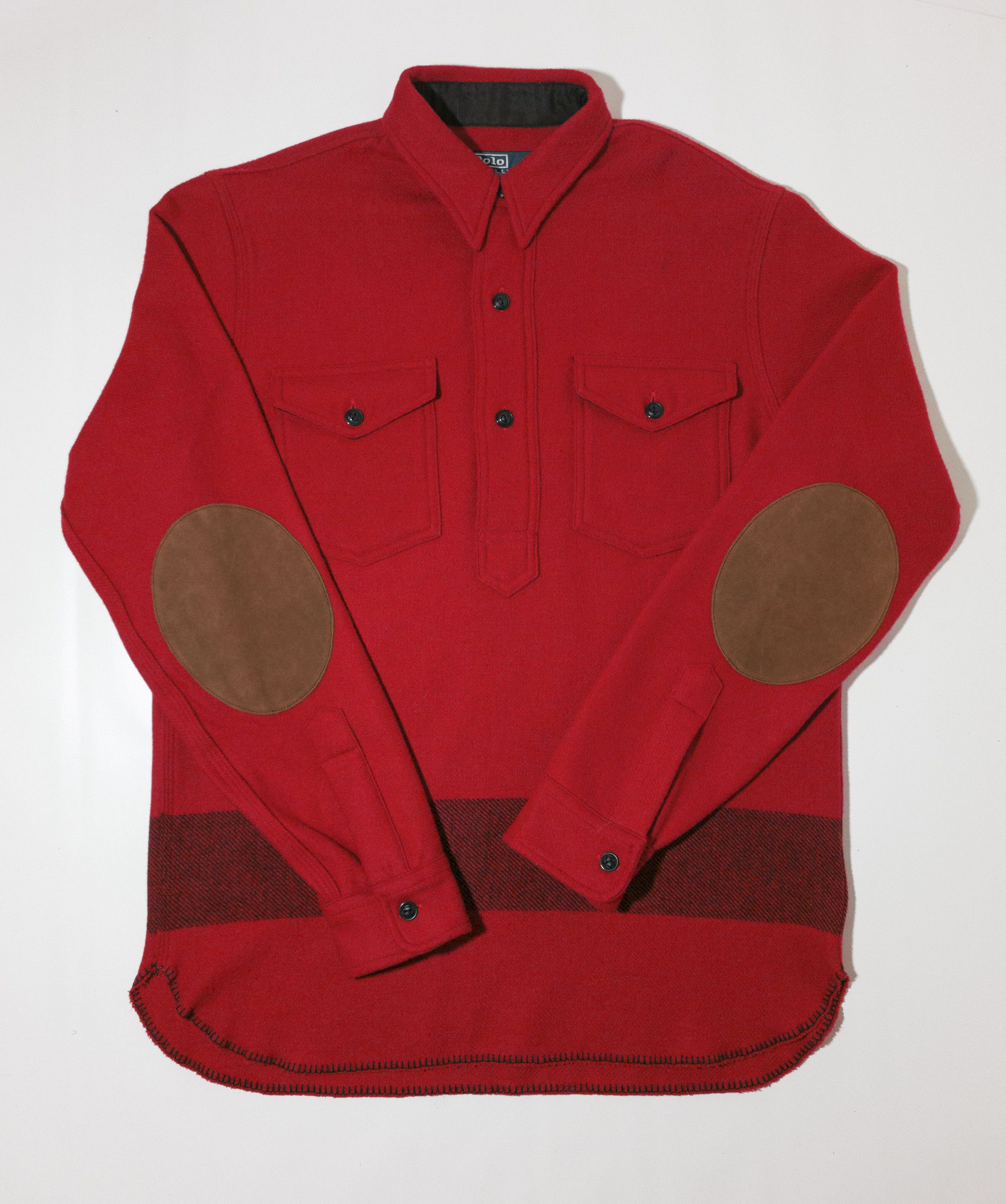 Polo Ralph Lauren MSRP~350€ Overshirt Wool Tweed + Leather, Mounties Style Red Size US S / EU 44-46 / 1 - 6 Thumbnail