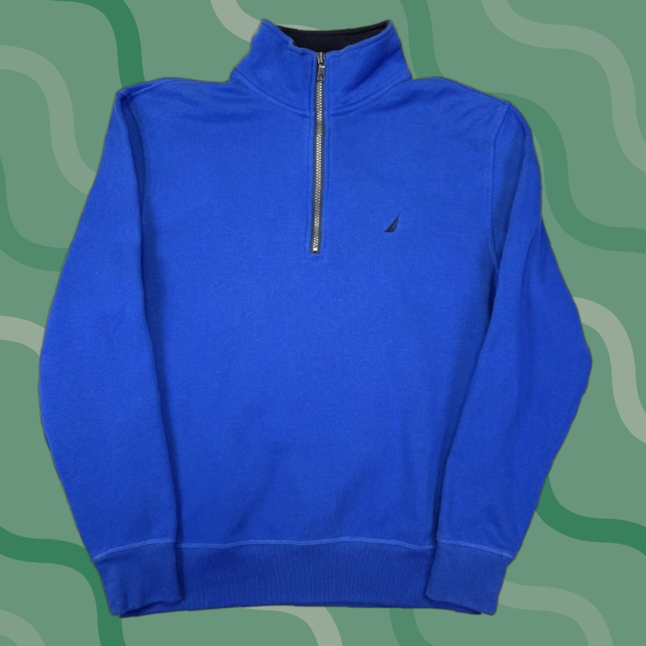 Nautica Nautica Sweatshirt Mens M Blue 1/4 Zip Mock Neck Fleece Lined Pullover Size US M / EU 48-50 / 2 - 1 Thumbnail