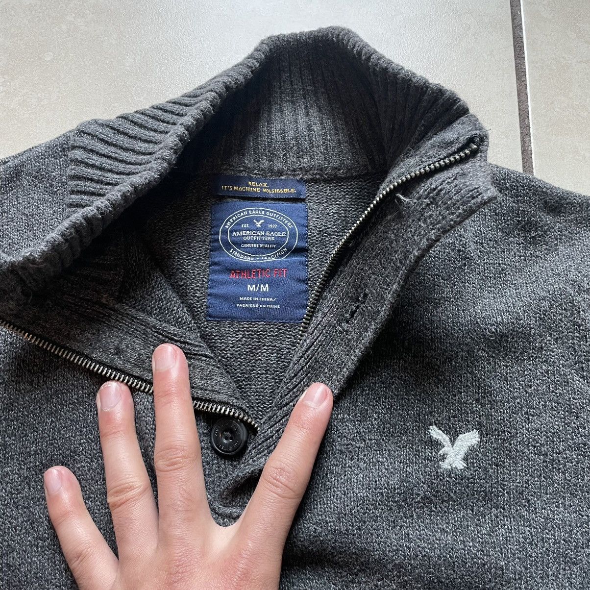 American Eagle Outfitters Men's American Eagle 3/4 Zip Turtleneck Sweater Size US M / EU 48-50 / 2 - 2 Thumbnail
