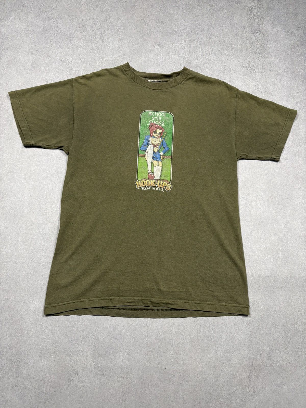 Hook-Ups Vintage Hook-Ups “School Still Sucks” 90s Anime Graphic Tee Size US L / EU 52-54 / 3 - 1 Thumbnail
