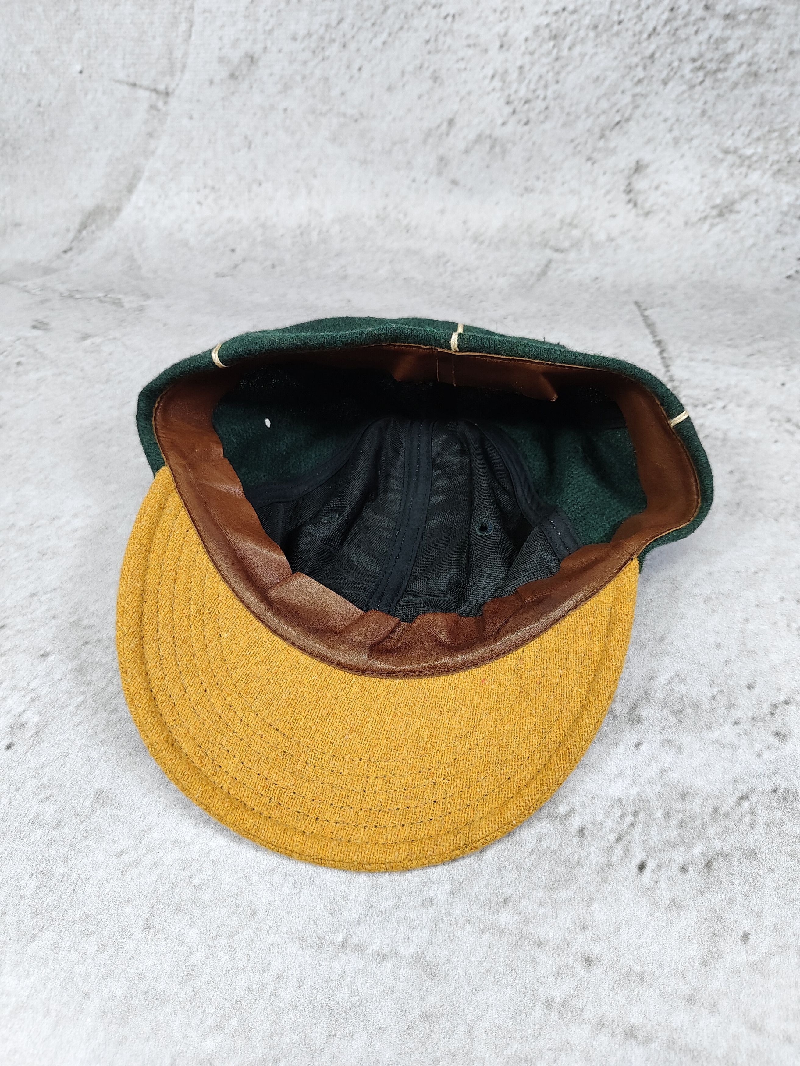 Japanese Brand 2000s Realmad Hectic🇯🇵 Ebbet Wool Leather Sweatband Caps Size ONE SIZE - 5 Thumbnail