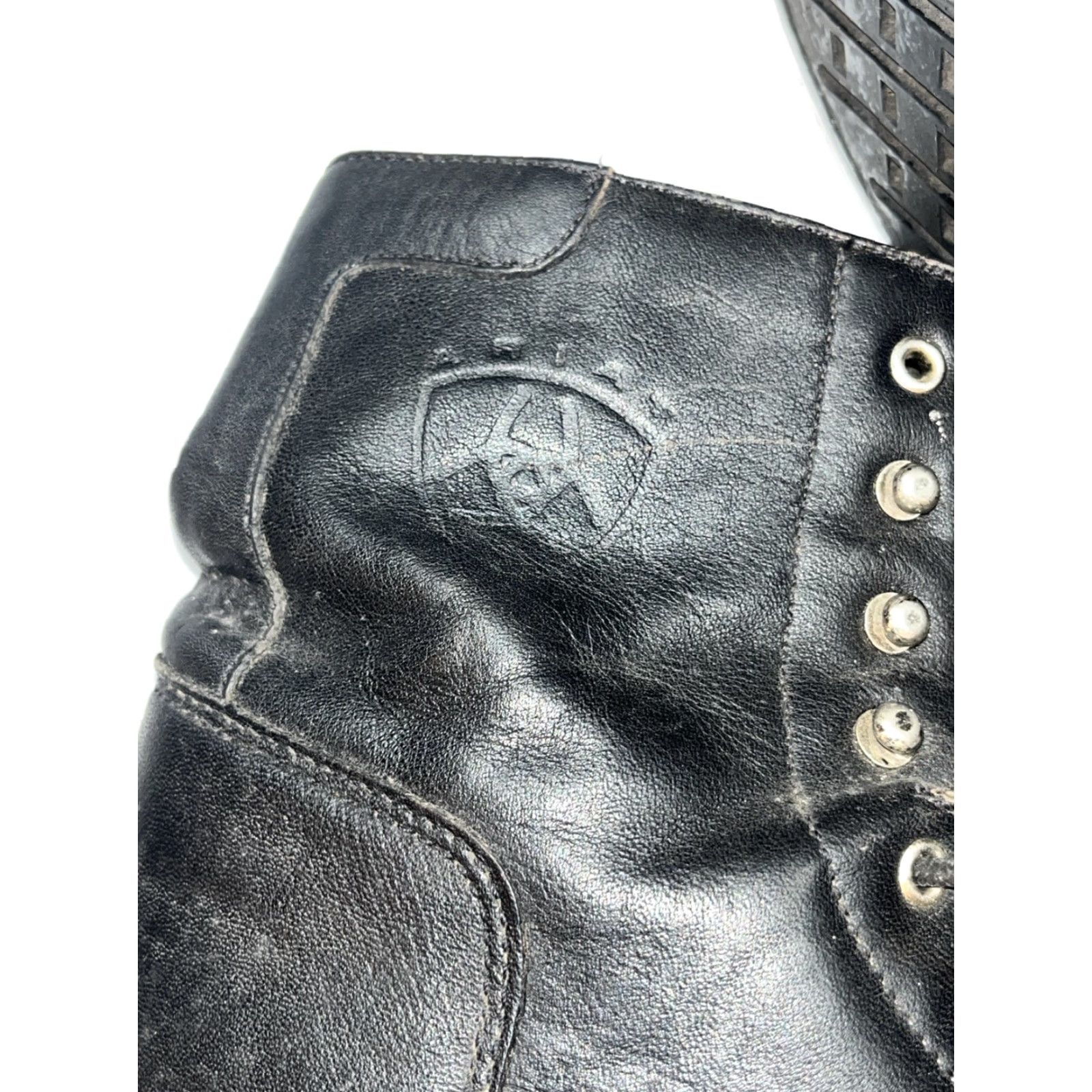 Ariat Ariat BLACK Leather ANKLE BOOTS A1-COMPETITOR Western Lace Up Kiltie Women’s 7 Size US 7 / IT 37 - 3 Thumbnail