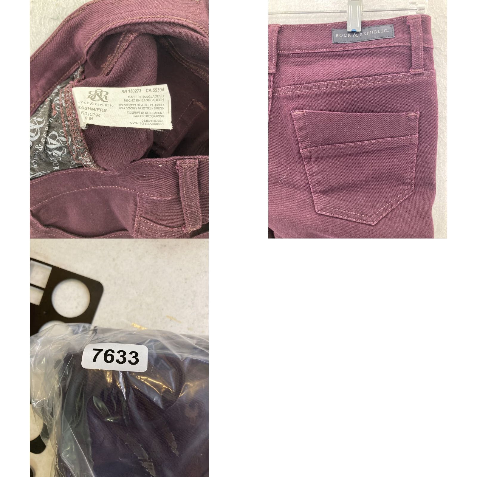 Vintage Rock & Republic Womens Jeans Size 6 Purple Kashmiere Skinny Size 28" / US 6 / IT 42 - 8 Thumbnail