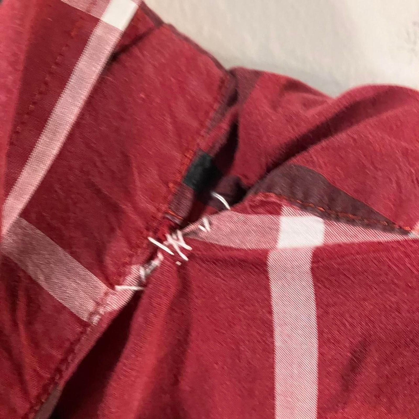 Roundtree & Yorke Roundtree Yorke Red Plaid Repaired Button Up Shirt Size US XXL / EU 58 / 5 - 3 Thumbnail