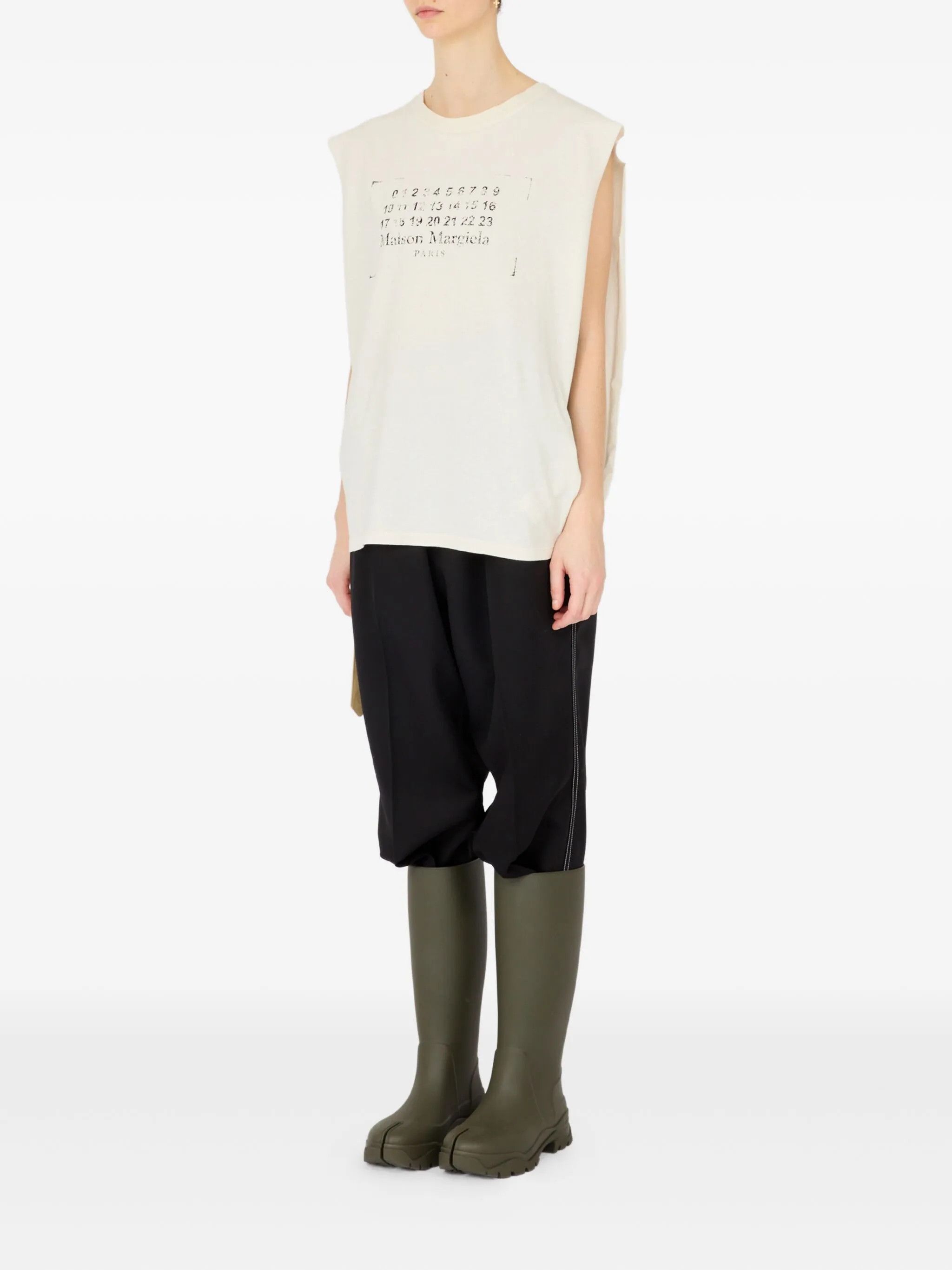 Maison Margiela o1w1db10526 Cotton Tank Top in Ivory Size L / US 10 / IT 46 - 7 Thumbnail