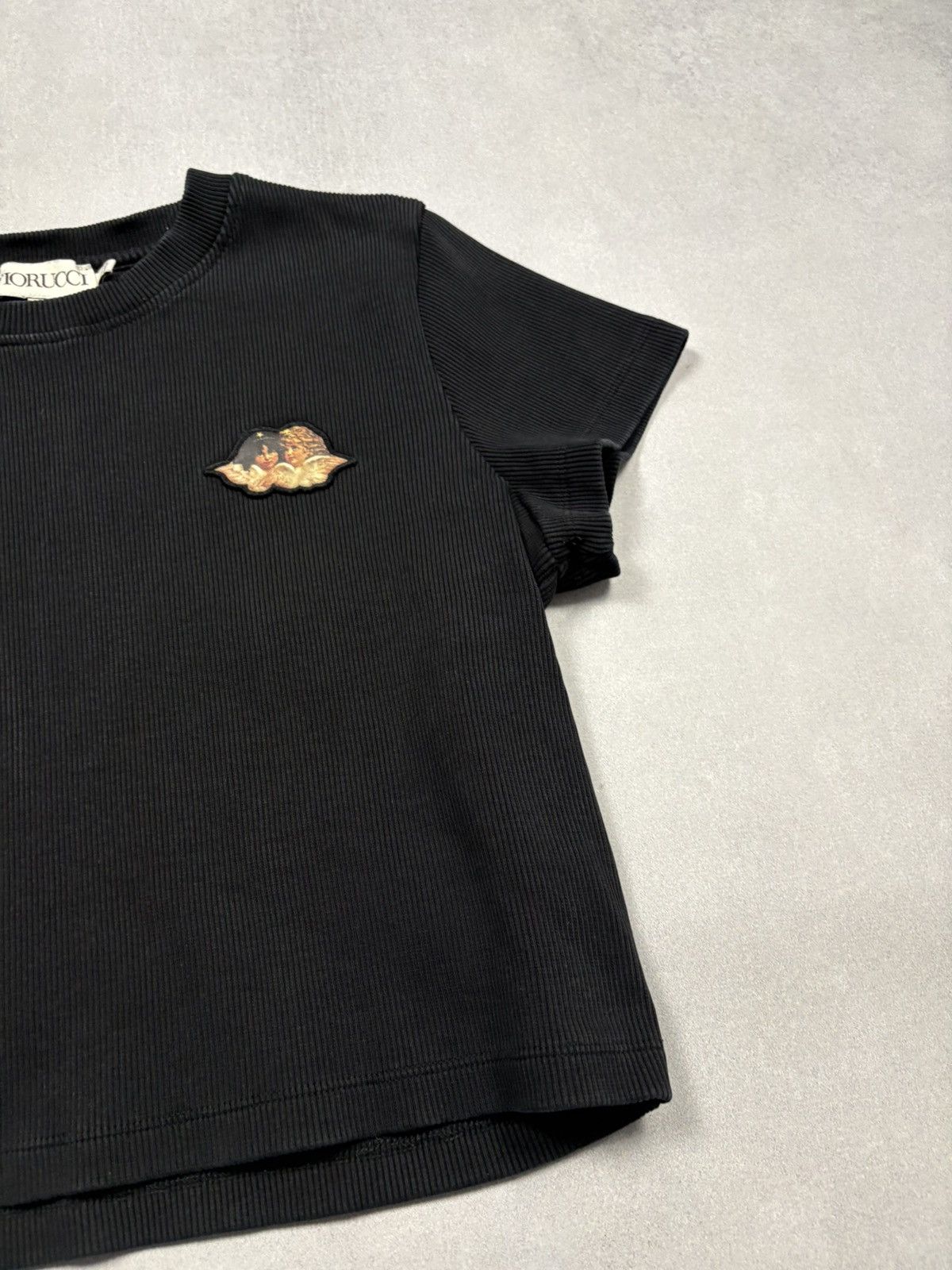 Fiorucci Fiorucci Angel Patch Ribbed Crop T Shirt Black Size L Y2K Size L / US 10 / IT 46 - 4 Thumbnail