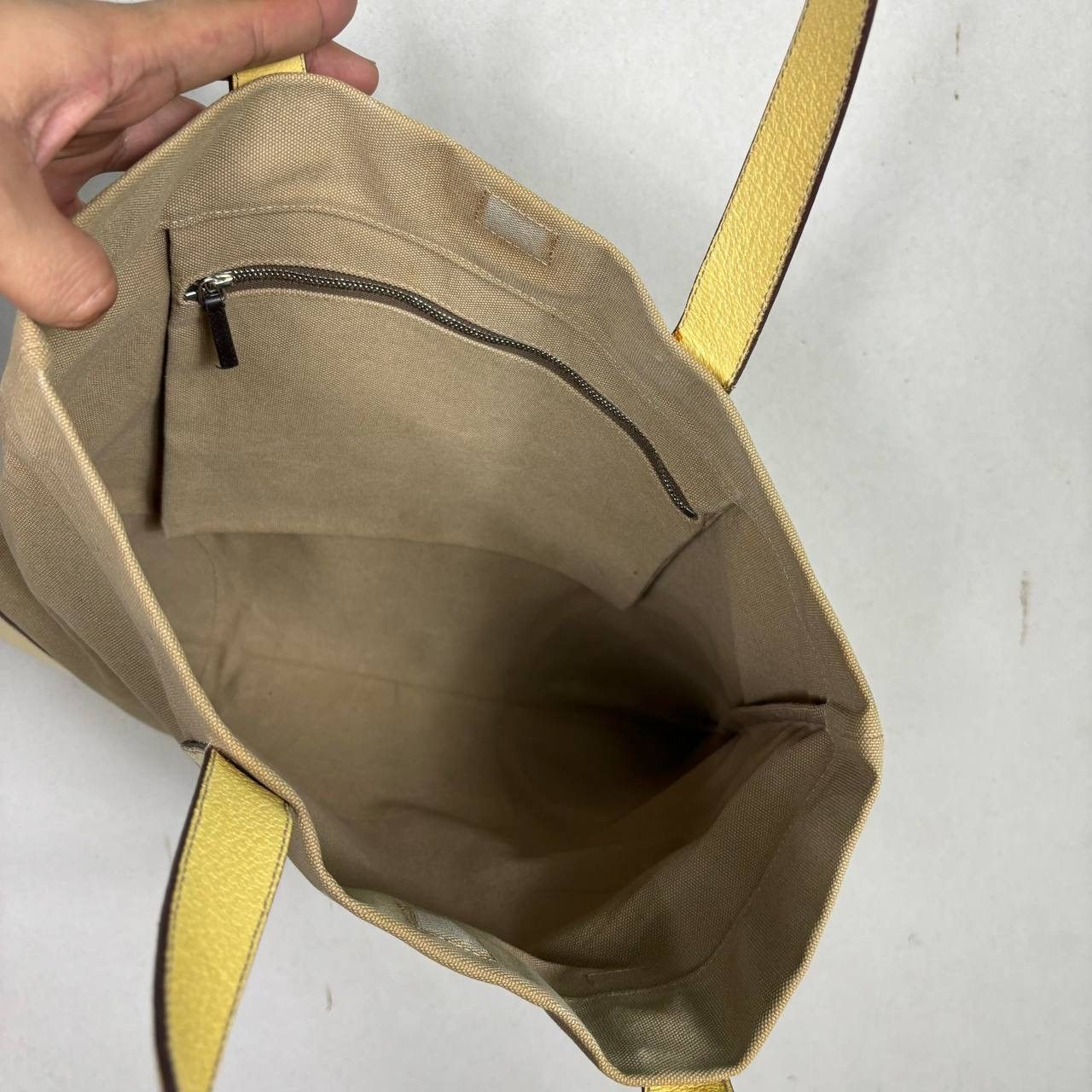 Prada Vintage 90s Prada Canvas Leather Tote Bag Triangle Logo Size ONE SIZE - 9 Thumbnail