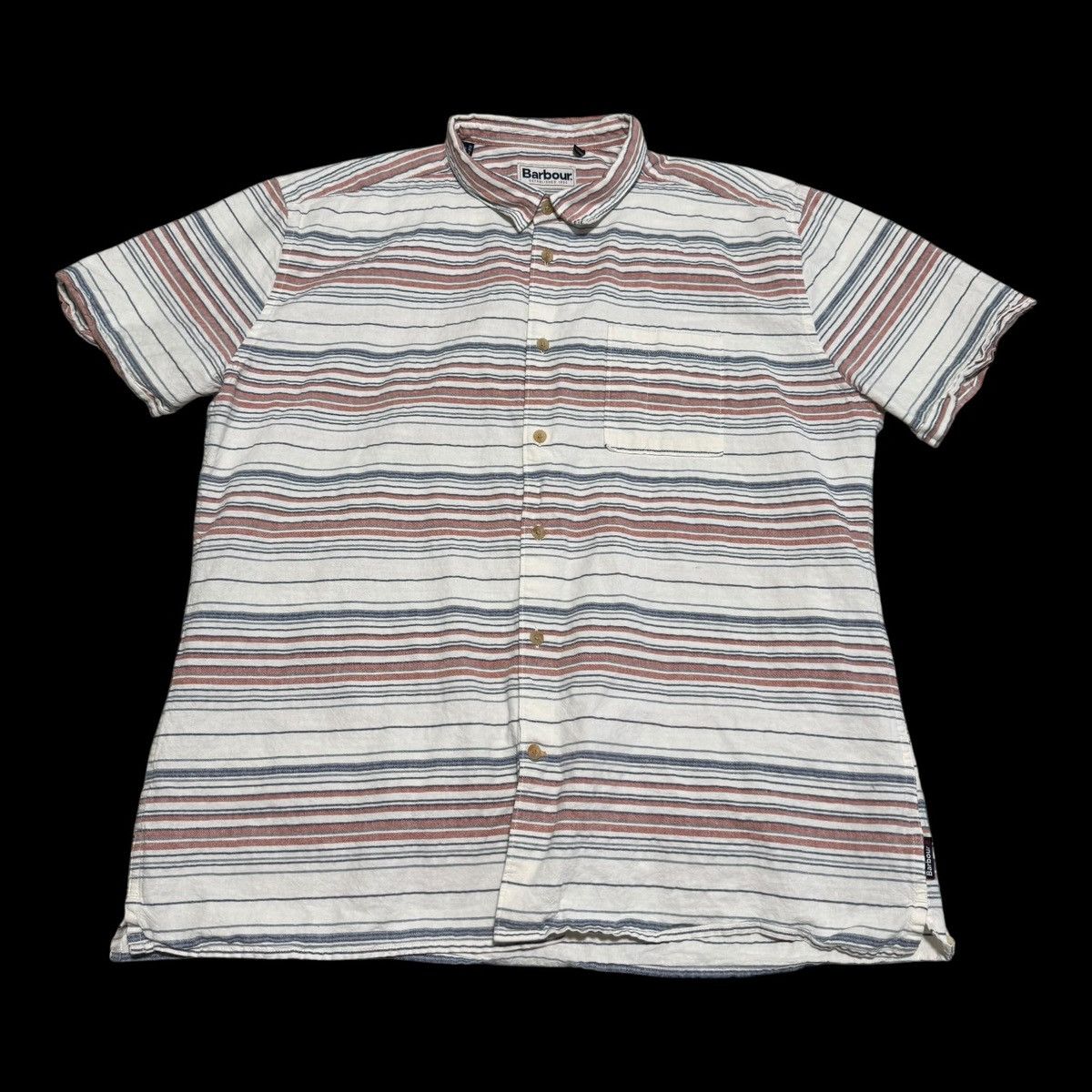 Barbour Barbour Cotton Blend Striped Button Up Short Sleeve Shirt XL Size US XL / EU 56 / 4 - 1 Thumbnail