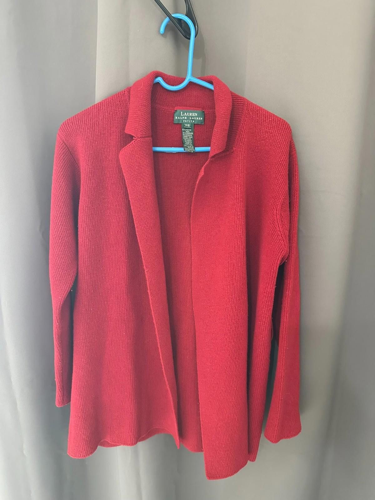 Lauren Ralph Lauren Lauren Ralph Lauren Red Knit Cardigan (P/S Petite) Size S / US 4 / IT 40 - 1 Thumbnail