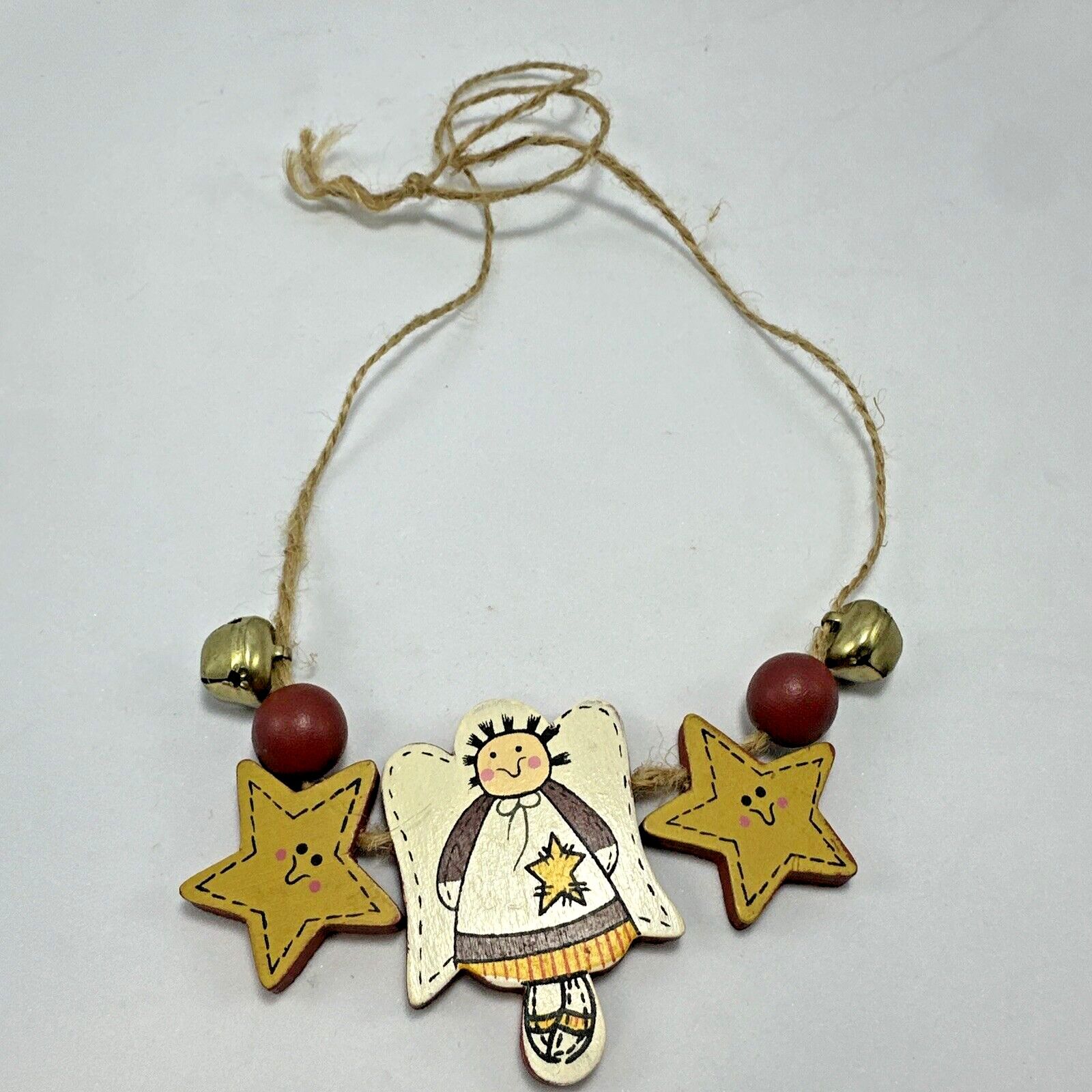 Other Angel Stars Bells Painted Wood Beads Holiday Necklace 22" Size ONE SIZE - 4 Thumbnail