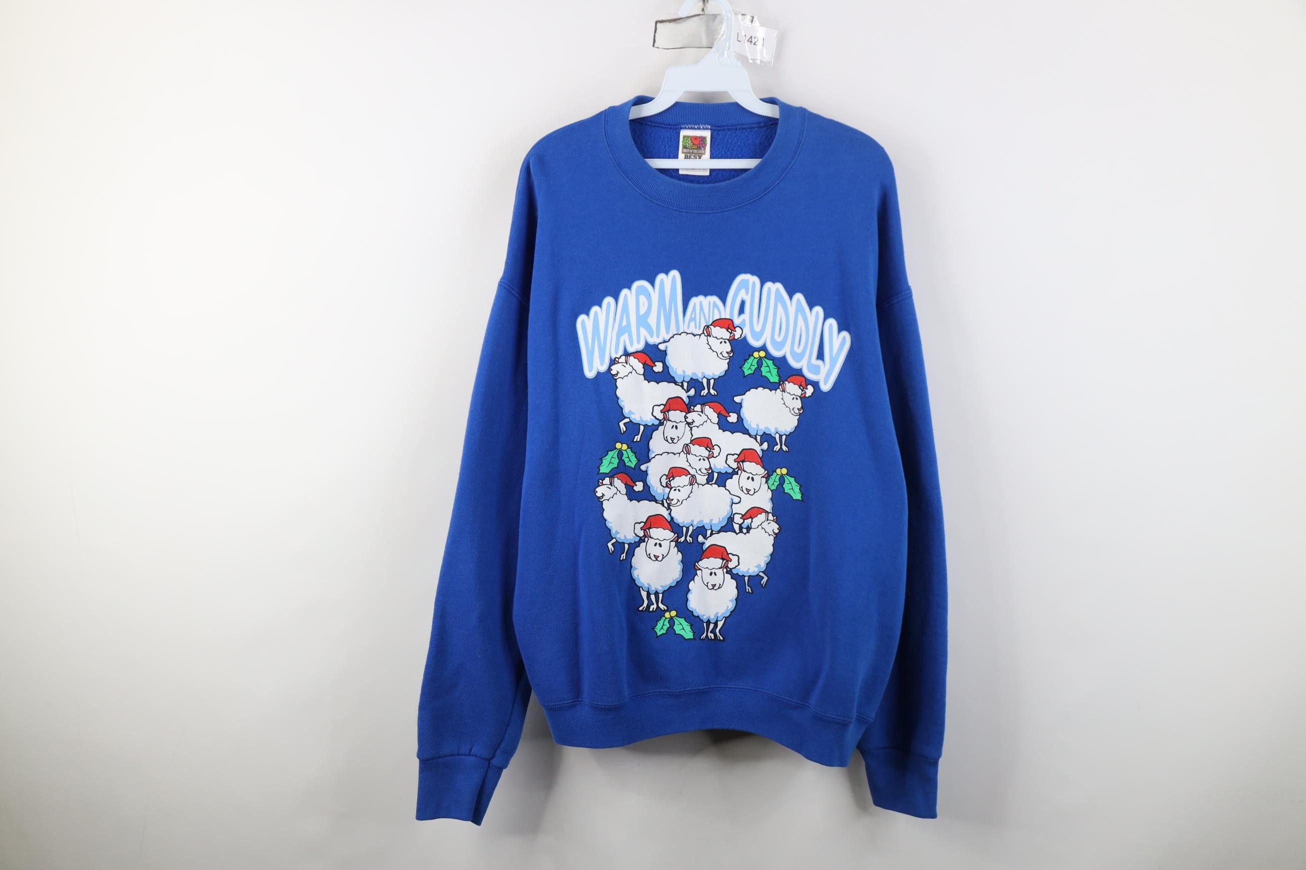Vintage Vintage 90s Christmas Sheep Warm and Cuddly Sweatshirt Size L / US 10 / IT 46 - 1 Thumbnail