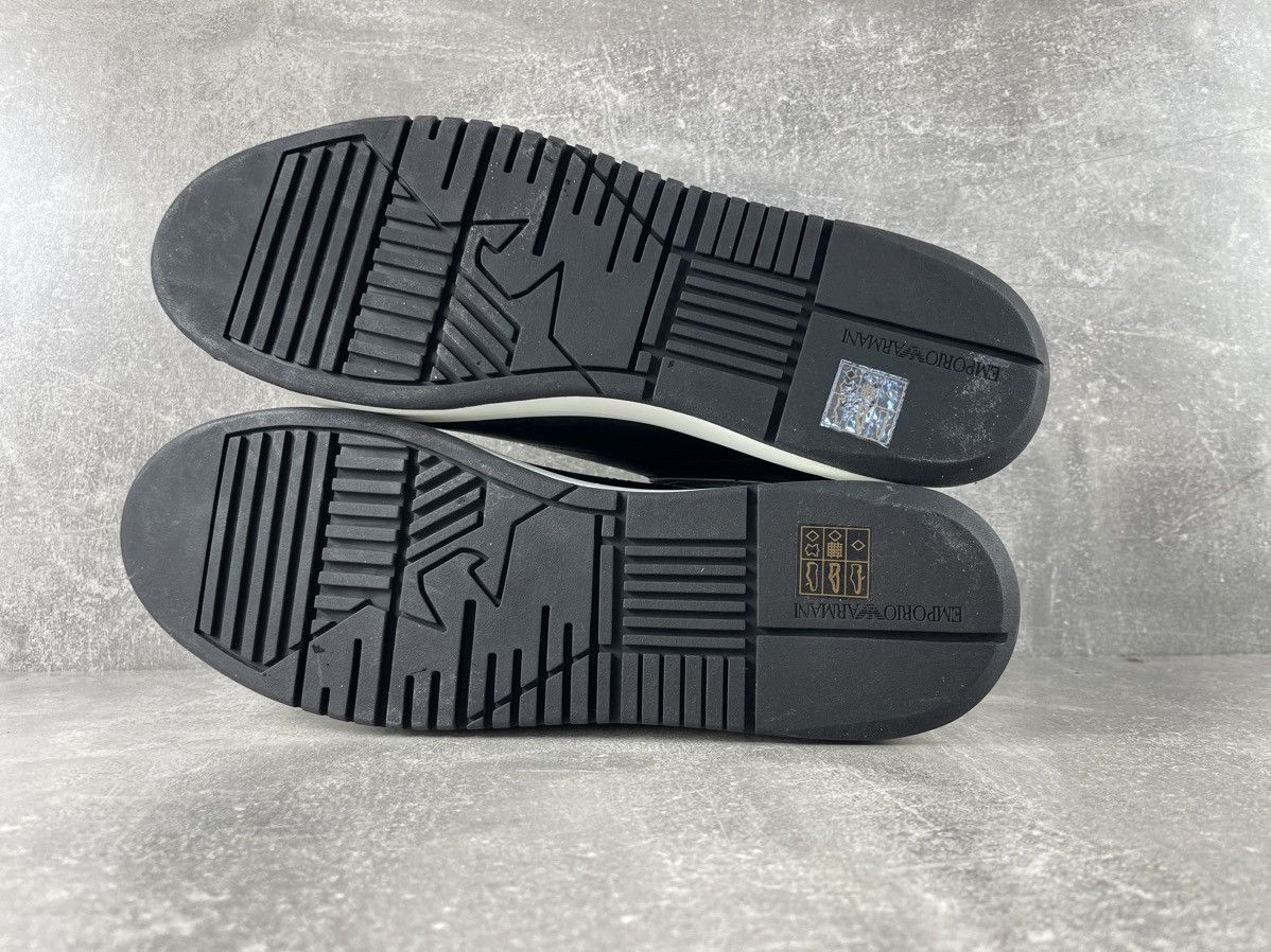 Emporio Armani Emporio Armani NWB Leather Sneakers Black Silver 2019-20 Size US 12 / EU 45 - 8 Thumbnail