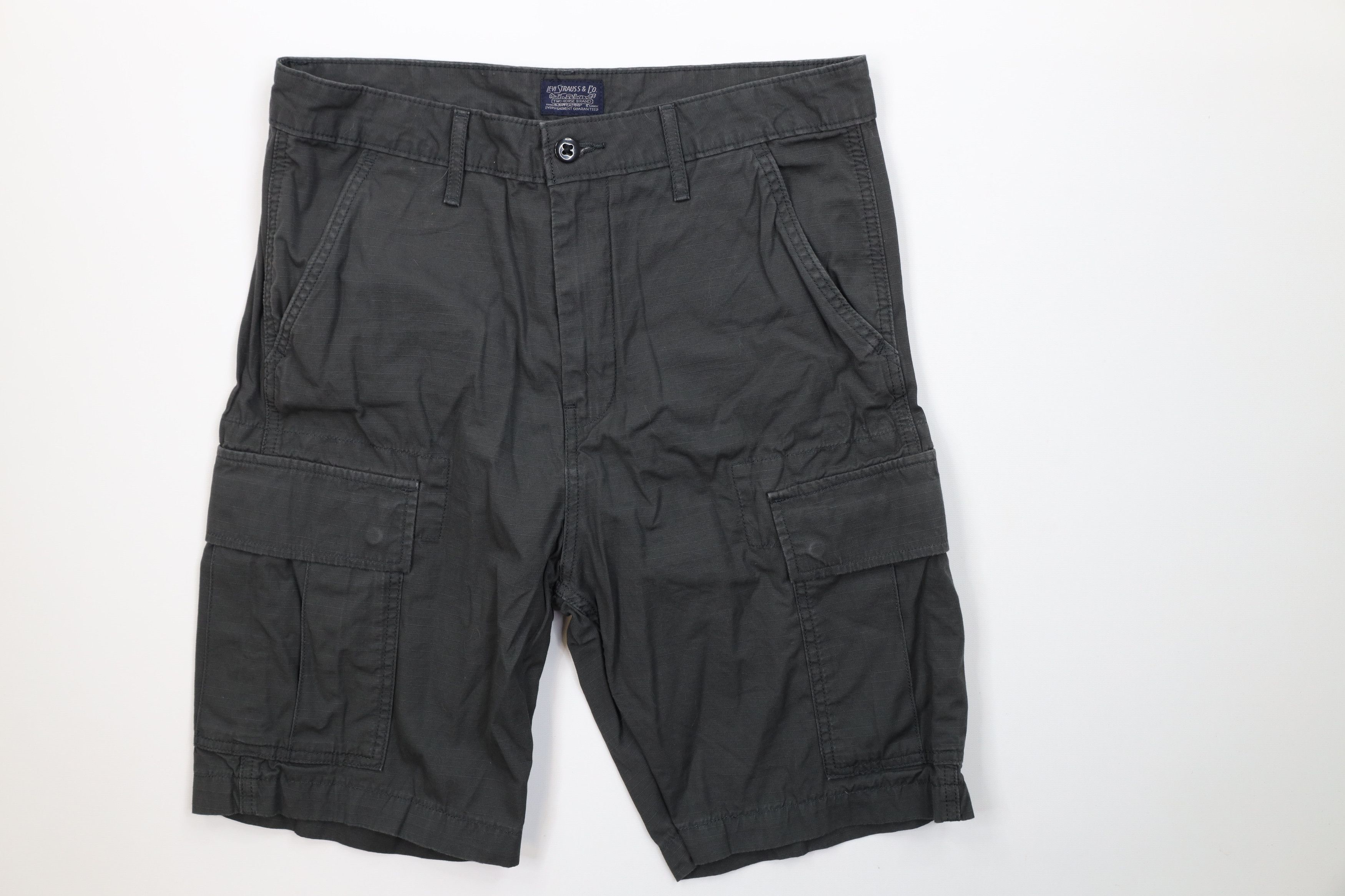 Levi's Vintage Y2K Levis Fit Ripstop Cargo Shorts Dark Gray Cotton Size US 31 - 1 Thumbnail