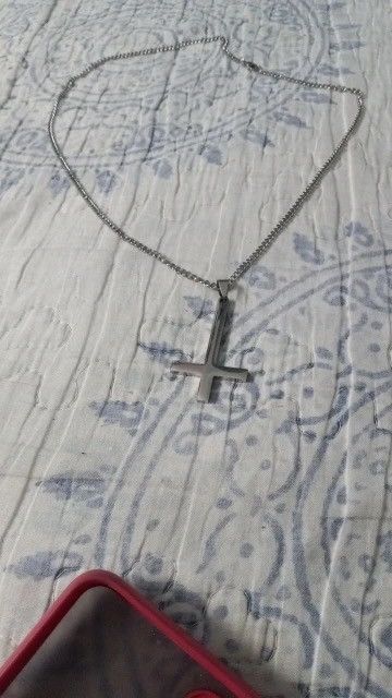 Jewelry Upside Down Cross Inverted Necklace Chain punk goth Size ONE SIZE - 4 Thumbnail