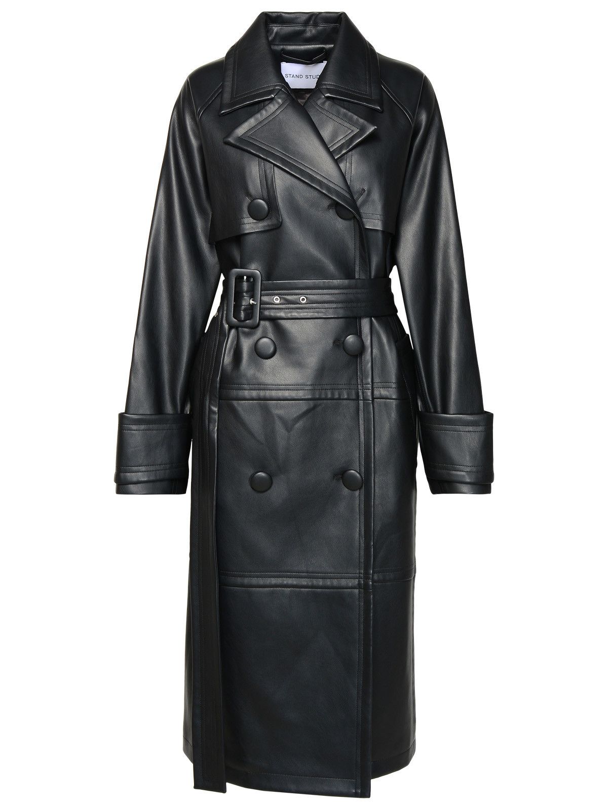 image of Stand Studio 'betty' Black Polyurethane Blend Trench Coat, Women's (Size XS)