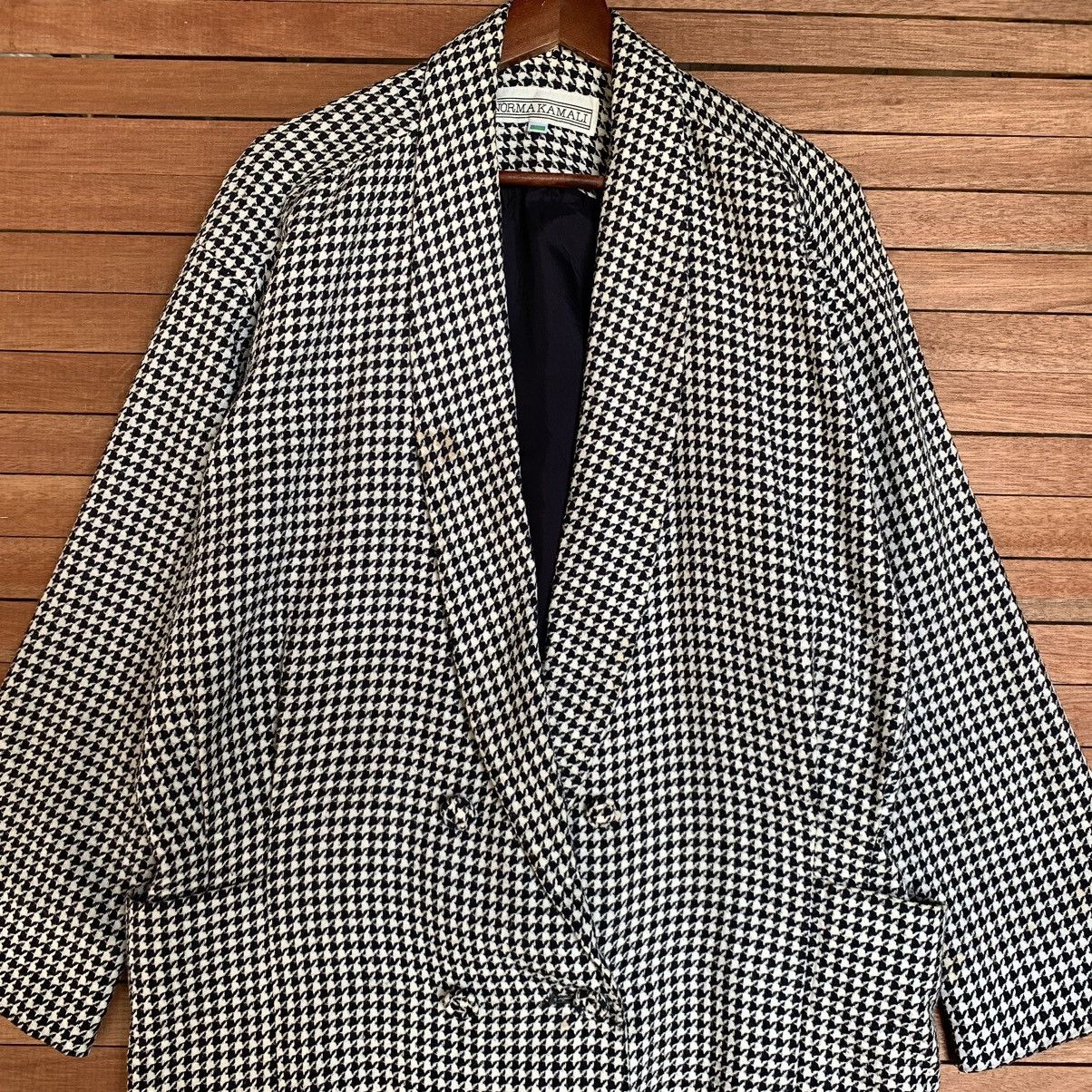 Norma Kamali VINTAGE NORMA KAMALI HOUNDSTOOTH COAT JACKET DOUBLE BREASTED Size XXL / US 16-18 / IT 52-54 - 5 Thumbnail