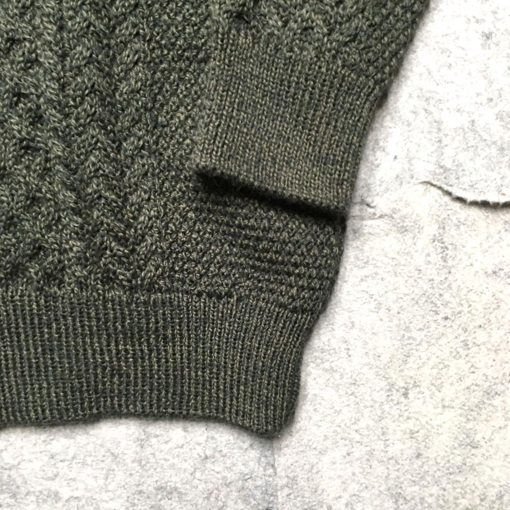 Market Aran Sweater Market Mens Large Green 1/4 Zip Mock Neck Wool Fair Isle Merino Cable-Knit Heavyweight Pullover Sweater Seasonal Fall Winter casual Mens Size US L / EU 52-54 / 3 - 2 Thumbnail