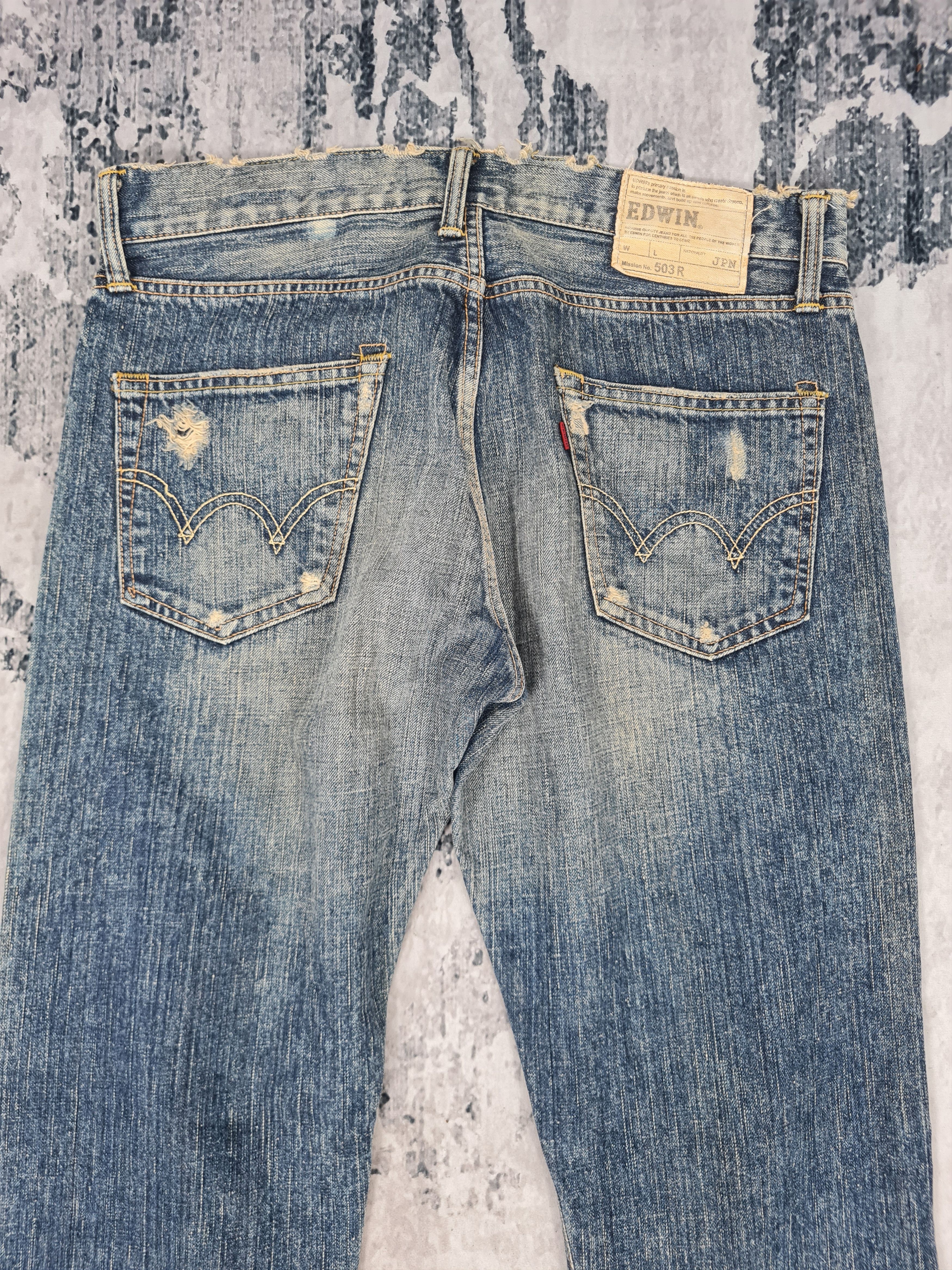 Edwin Vtg EDWIN 503R Faded Distressed Jeans Size 34x33 JB0144 Size US 34 / EU 50 - 9 Thumbnail