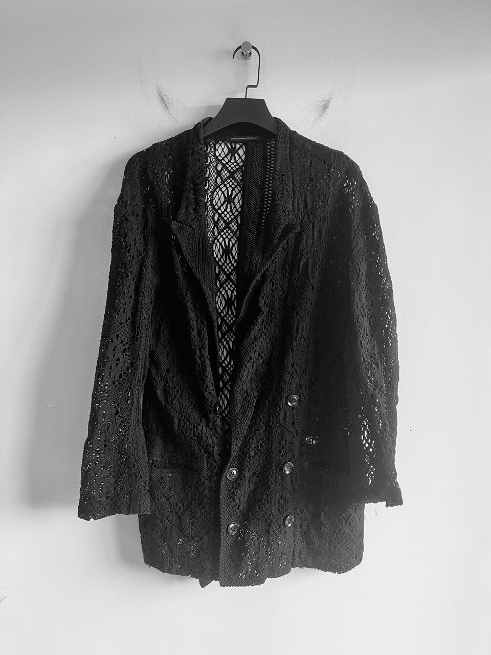 Yohji Yamamoto Y's Yohji Yamamoto - PATCHED TORCHON LACE PEAK LAPEL JACKET Size US S / EU 44-46 / 1 - 1 Thumbnail