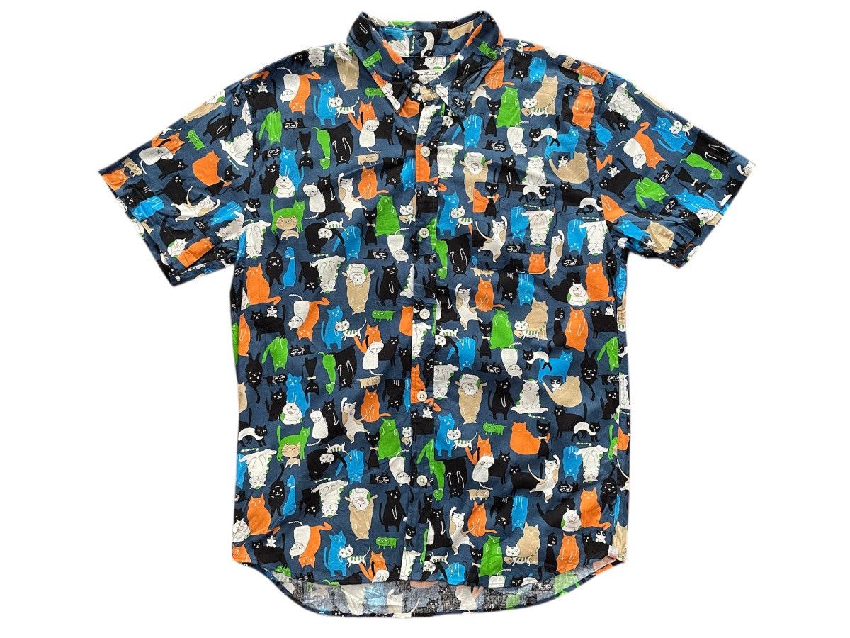 Japanese Brand Vintage 90s Grove House Red Japan Cat Fullprint Shirt Size US L / EU 52-54 / 3 - 1 Thumbnail