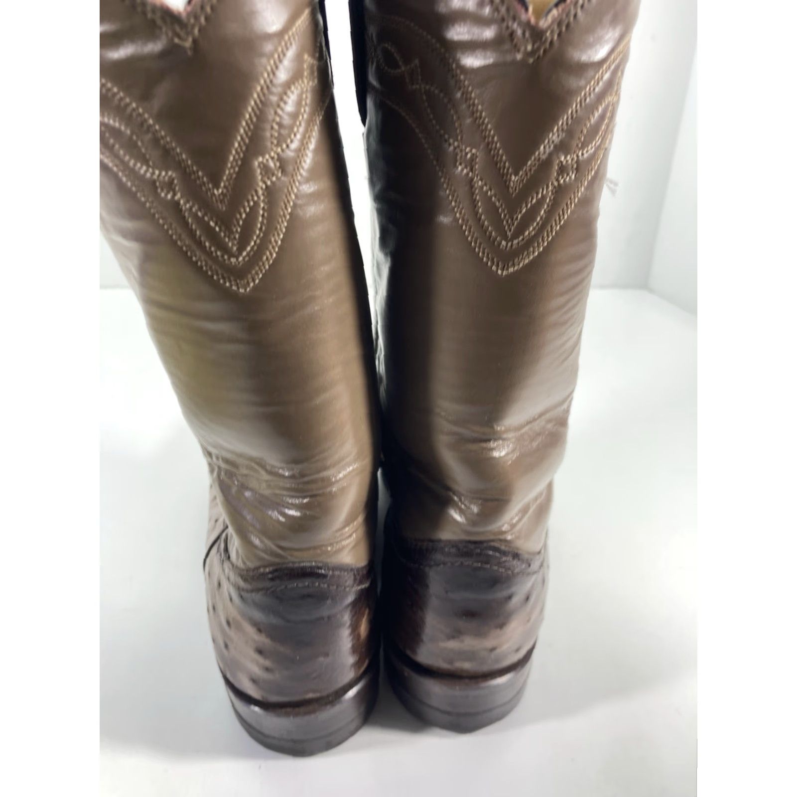 Justin Boots Justin Boots Full Quill Ostrich Boots Women Size 6 A Narrow Taupe Exotic Leather Y4283 Western Leather Buckle Brown Size US 6 / IT 36 - 6 Thumbnail