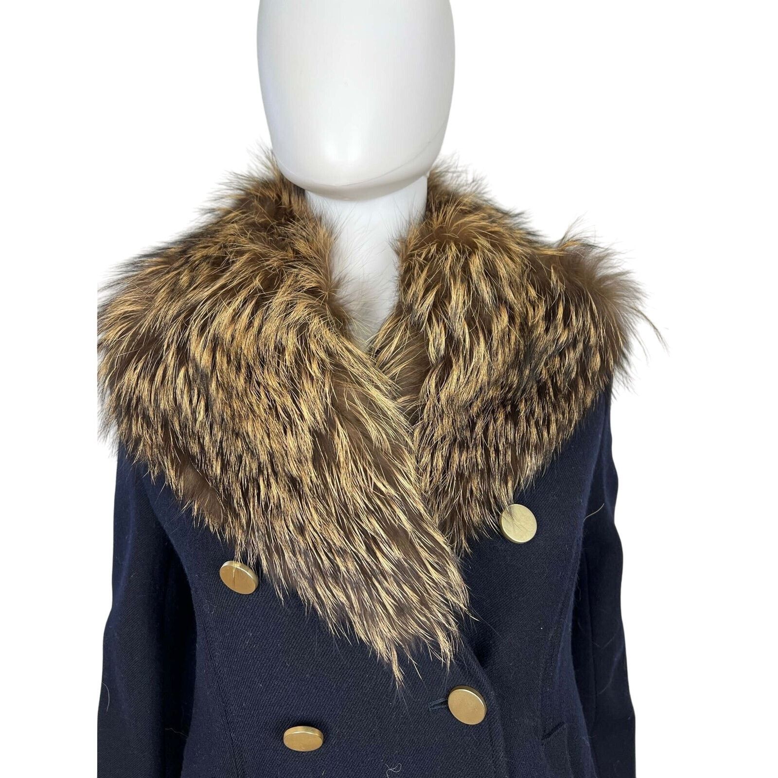 Theory Overby Belmore Wool Cashmere Peacoat Fox Fur Collar Size XS / US 0-2 / IT 36-38 - 5 Thumbnail