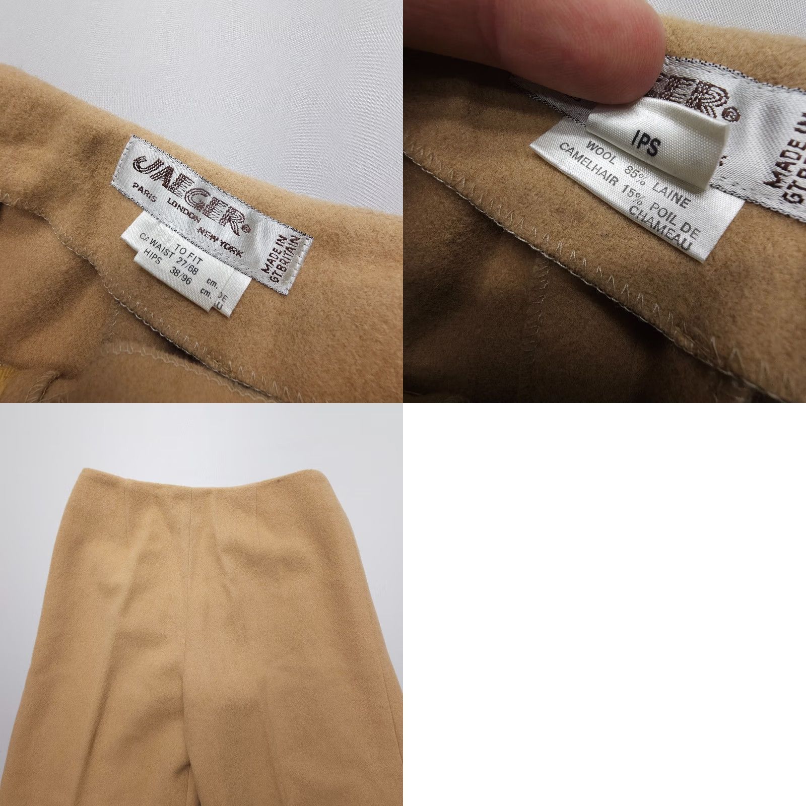 Jaeger VINTAGE Jaeger Wool Camel Hair Wide-Leg Trousers 27 x 33" Britain 80s 90s Womens Pants Size 27" / US 4 / IT 40 - 8 Thumbnail