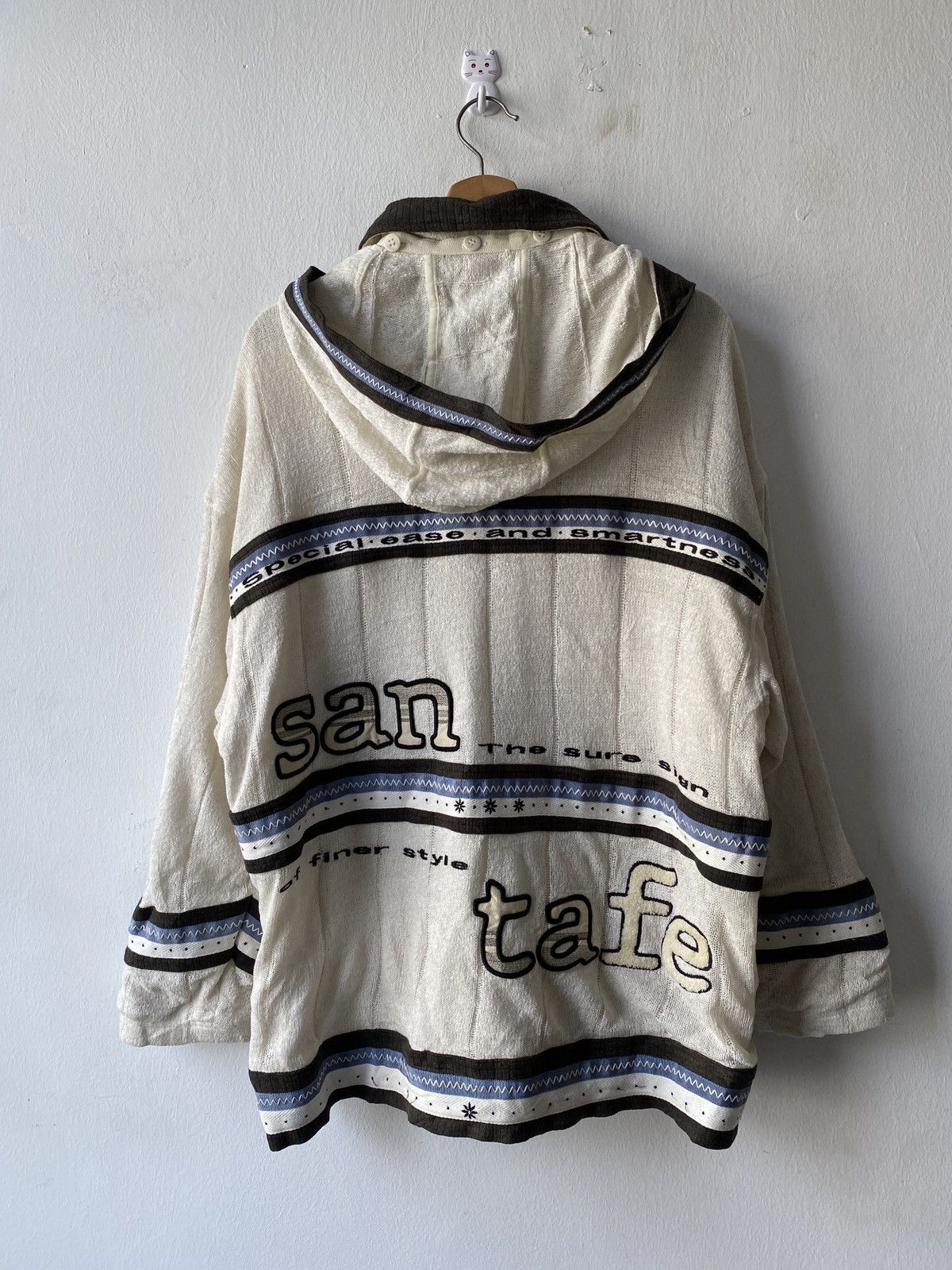 Japanese Brand × Vintage Vintage 90s Santafe Knit Design Zipper Hoodie Size US L / EU 52-54 / 3 - 4 Thumbnail