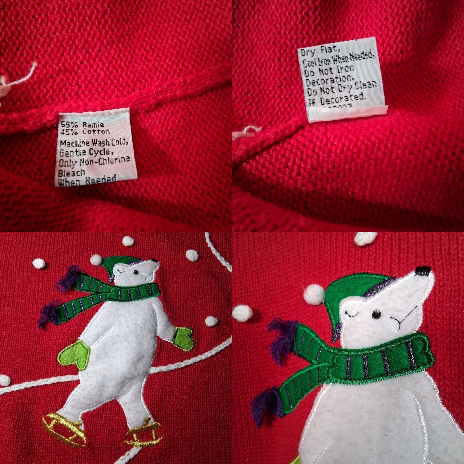 Vintage VINTAGE Cinnamon Cinder Christmas Sweater Shirt Women L Red Polar Bear Ice Skating Snow Mock Neck Long Sleeve Size L / US 10 / IT 46 - 8 Thumbnail