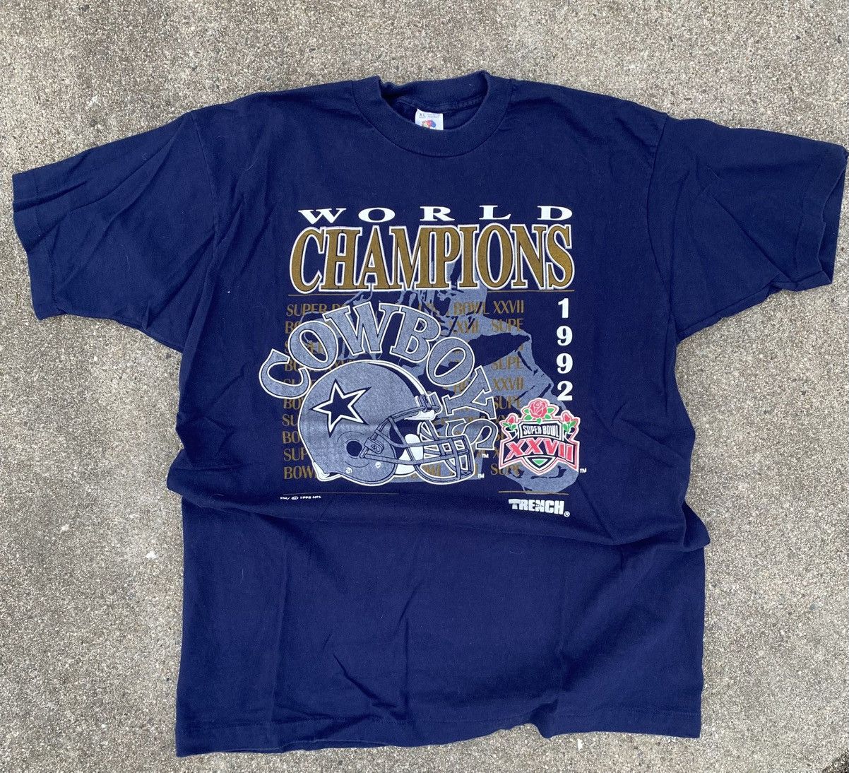 Fruit Of The Loom Vintage 1992 Cowboys Super-bowl Champions T Shirt Size US XL / EU 56 / 4 - 1 Thumbnail