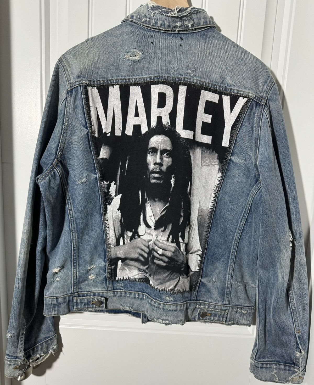 Image of Amiri New 1 Of 1 Bob Marley Denim Jacket, Men's (Size XL)