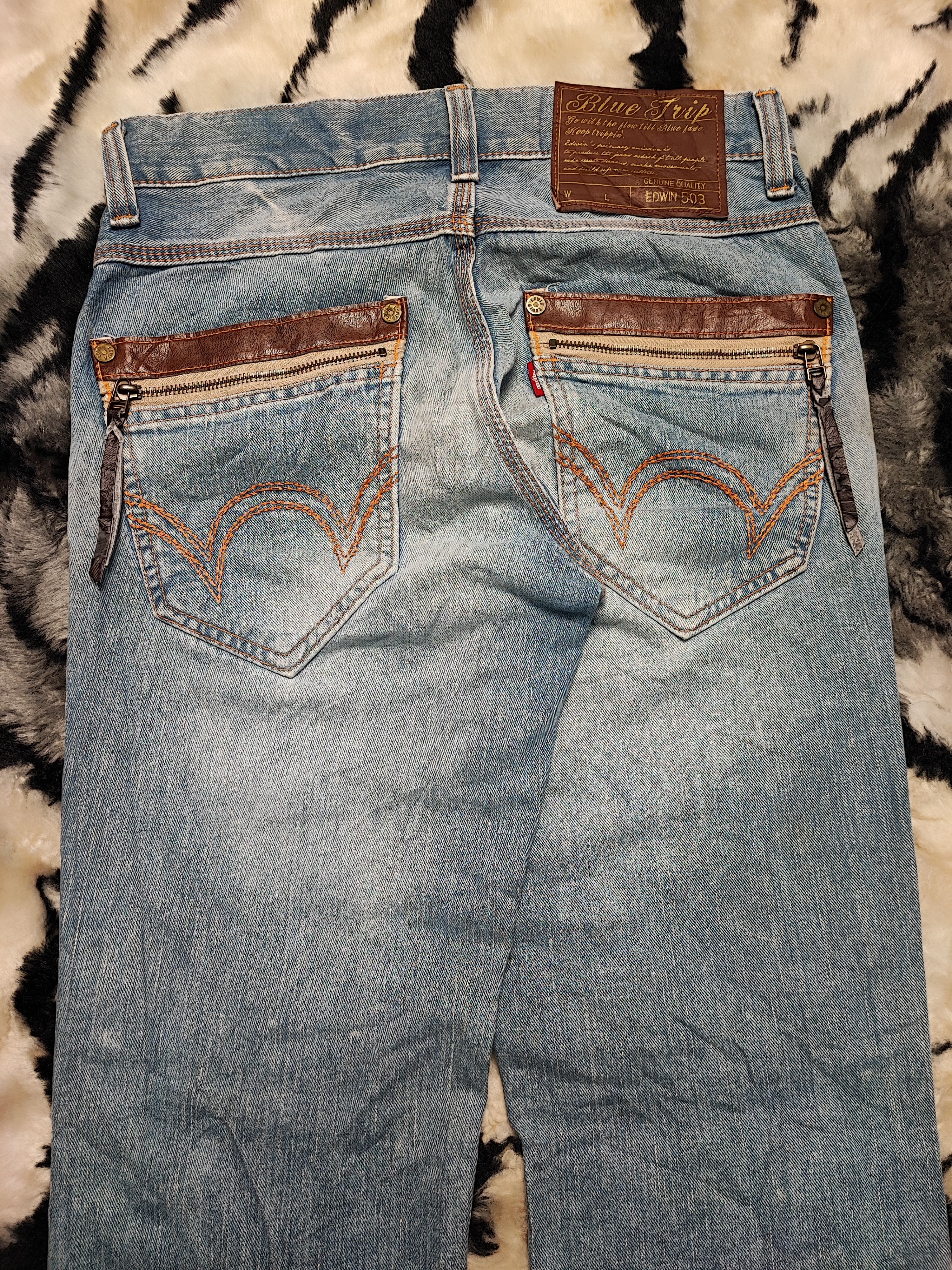 Edwin × Japanese Brand Edwin Blue Trip Punk Distressed Jeans Size US 31 - 15 Thumbnail