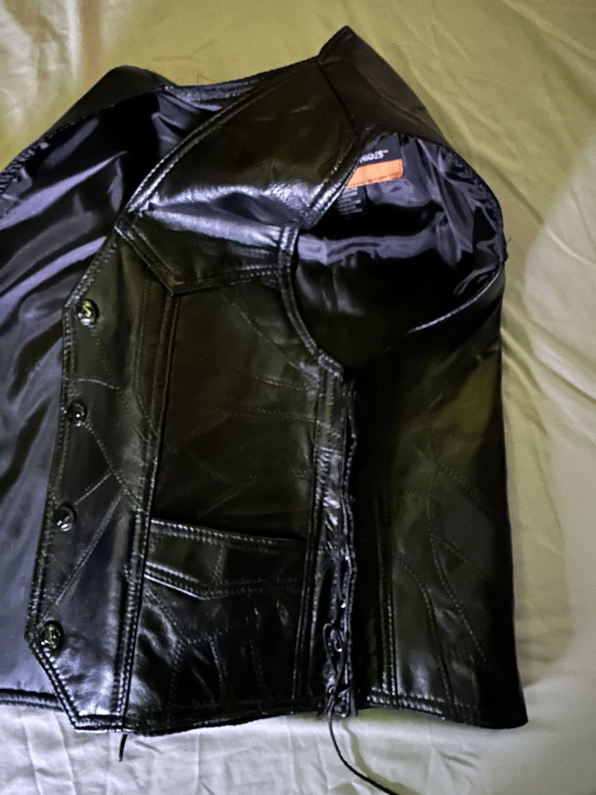 Genuine Leather × Leather × Vintage All Black Hog Leather Biker Vest!!🤘🏾🤘🏾 Size US M / EU 48-50 / 2 - 5 Thumbnail