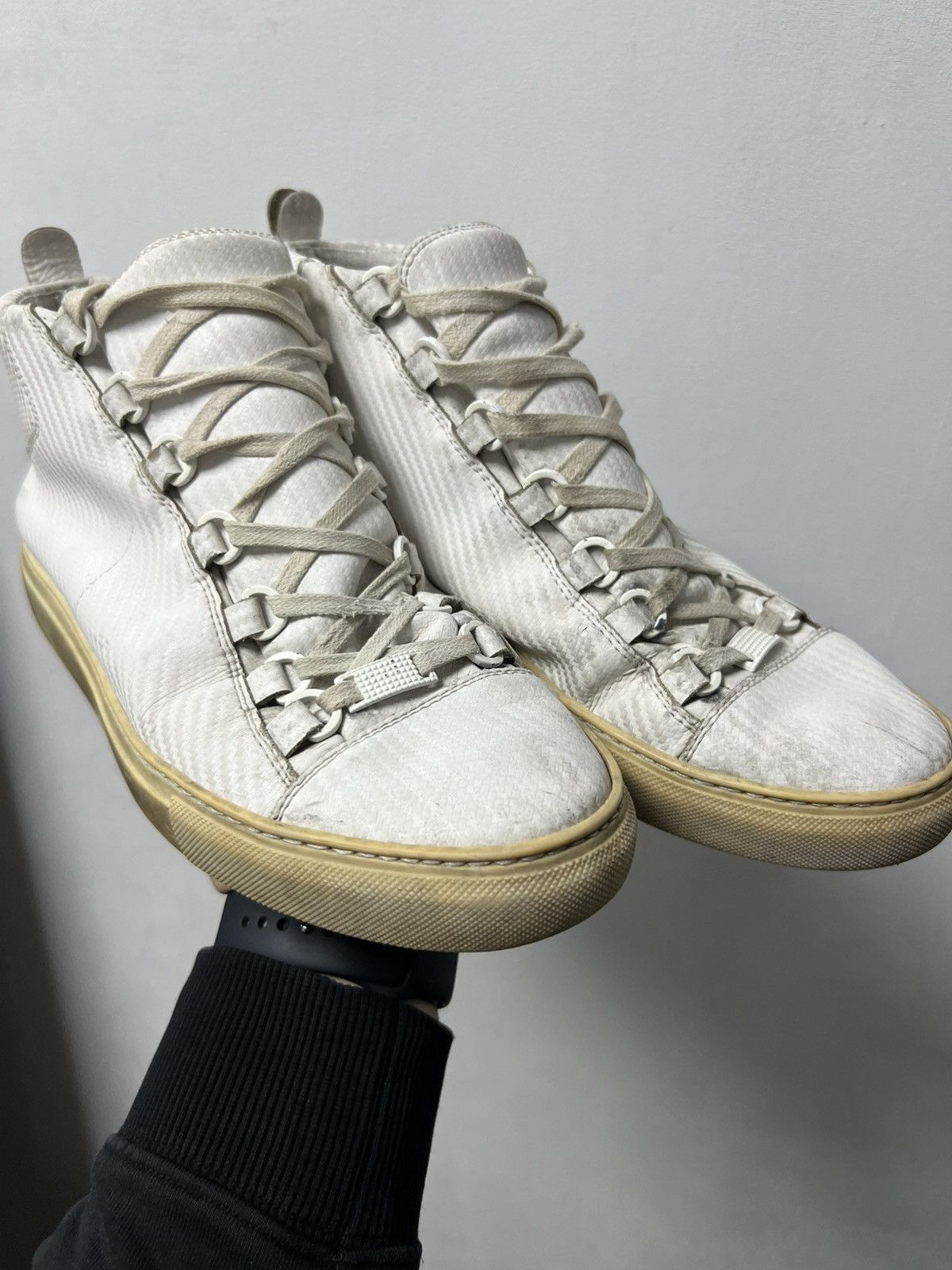 Balenciaga Balenciaga Arena High Top Leather Sneakers White Size 41 Size US 8 / EU 41 - 3 Thumbnail