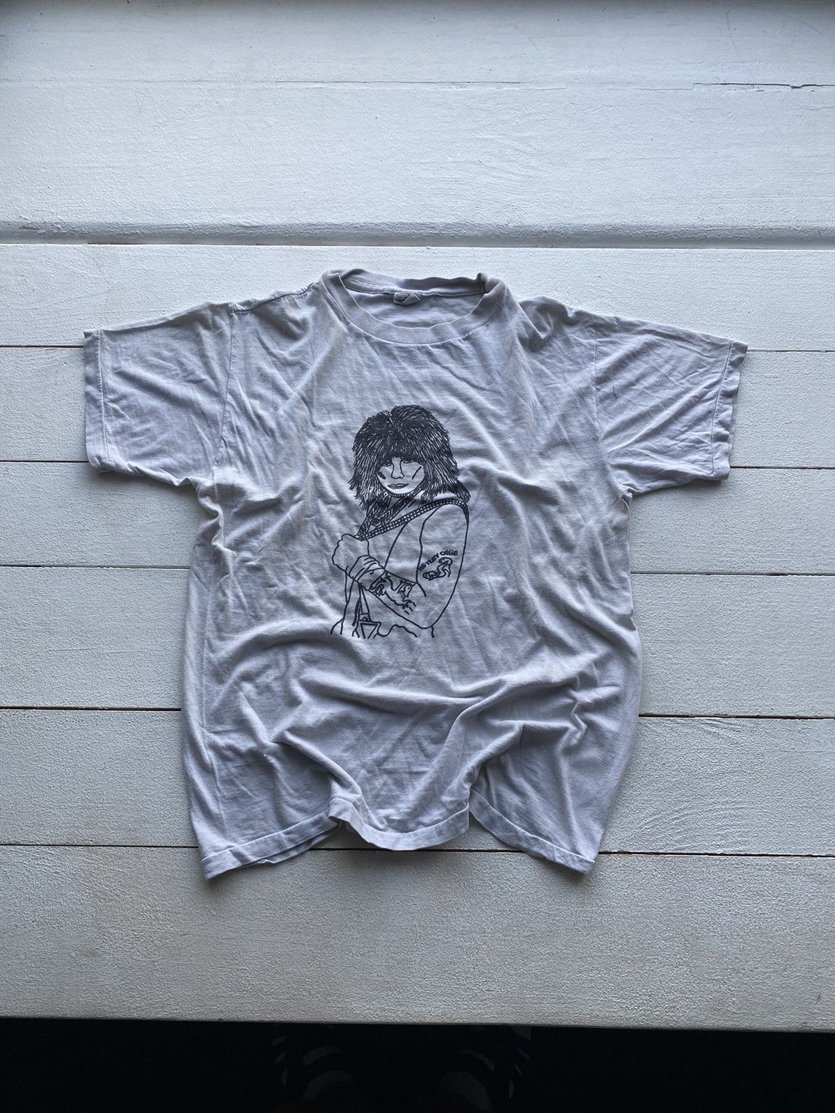 Band Tees × Vintage 90s Motley Crue Logo Tattoo White T Shirt Tee Tour Concert Size US S / EU 44-46 / 1 - 1 Thumbnail