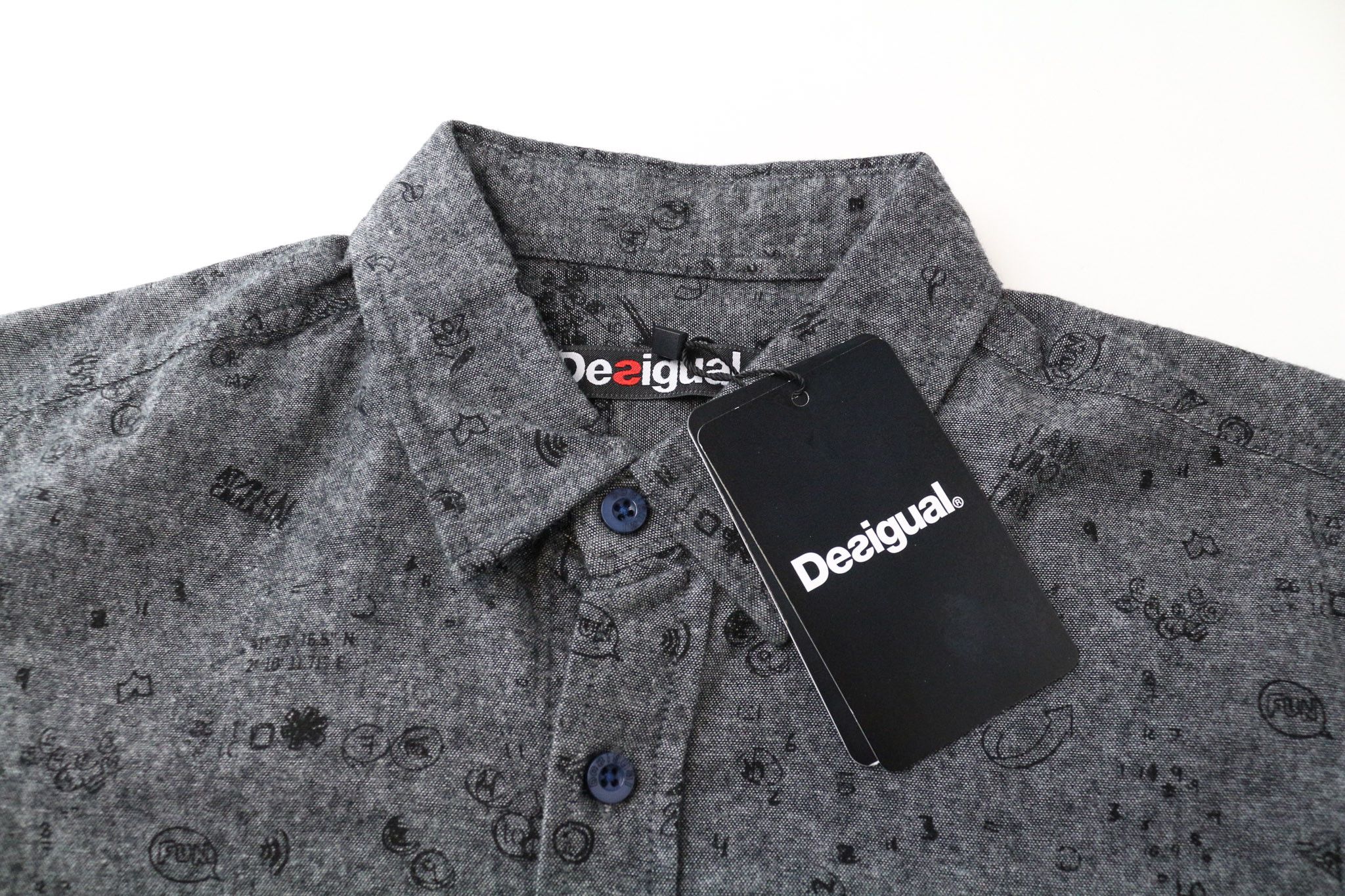Desigual DIDAC S Grey Cotton Patterned Shirt 74785 Size US S / EU 44-46 / 1 - 3 Thumbnail