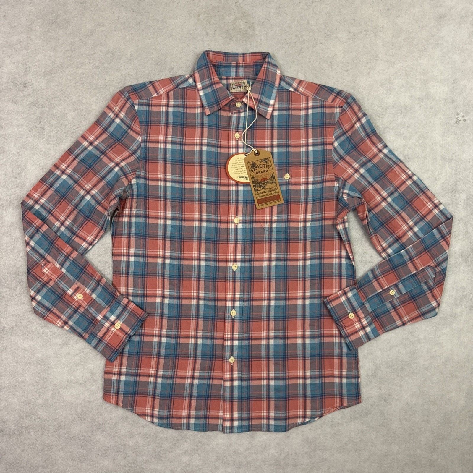 Faherty Faherty Mens S Shirt Tropical Cotton Plaid Long Sleeve Size US S / EU 44-46 / 1 - 3 Thumbnail